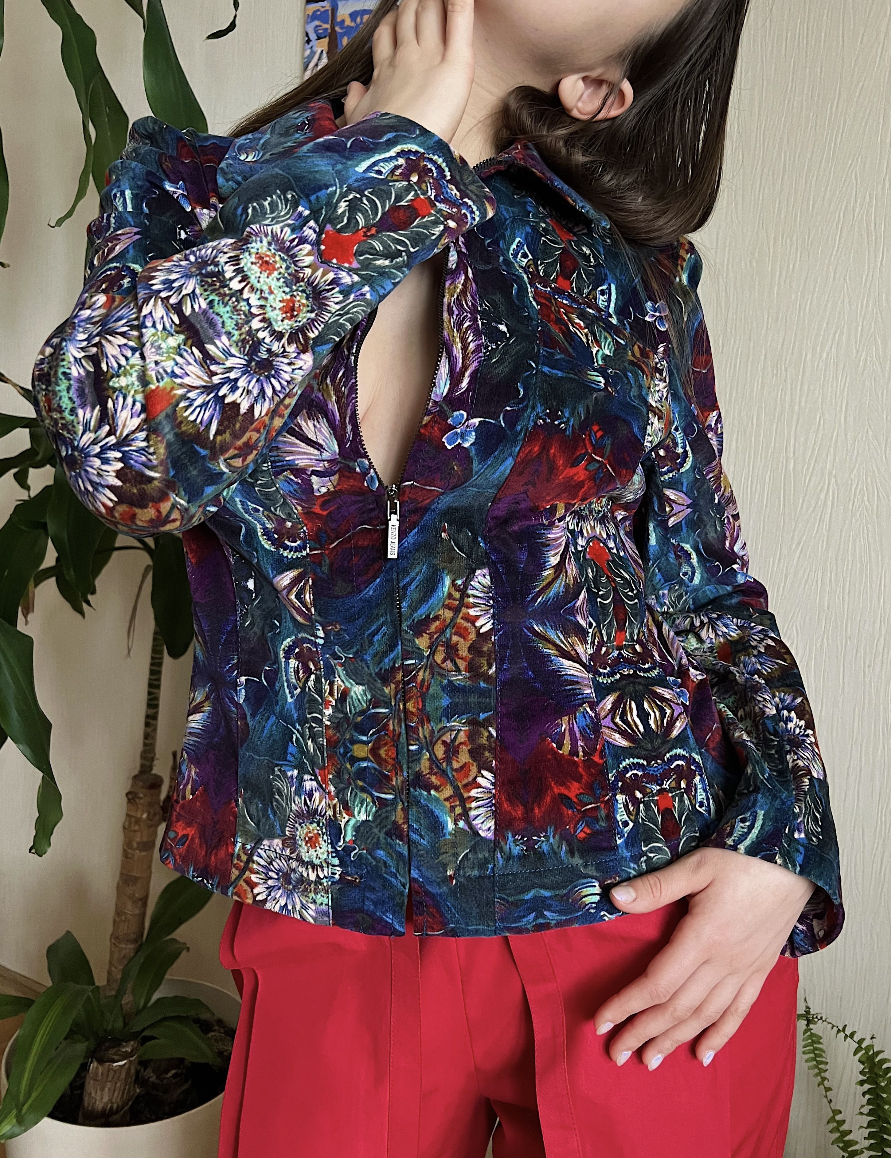 Kenzo Kenzo Corduroy Full Print Multicolour Zip Light Jacket Size S / US 4 / IT 40 - 4 Thumbnail