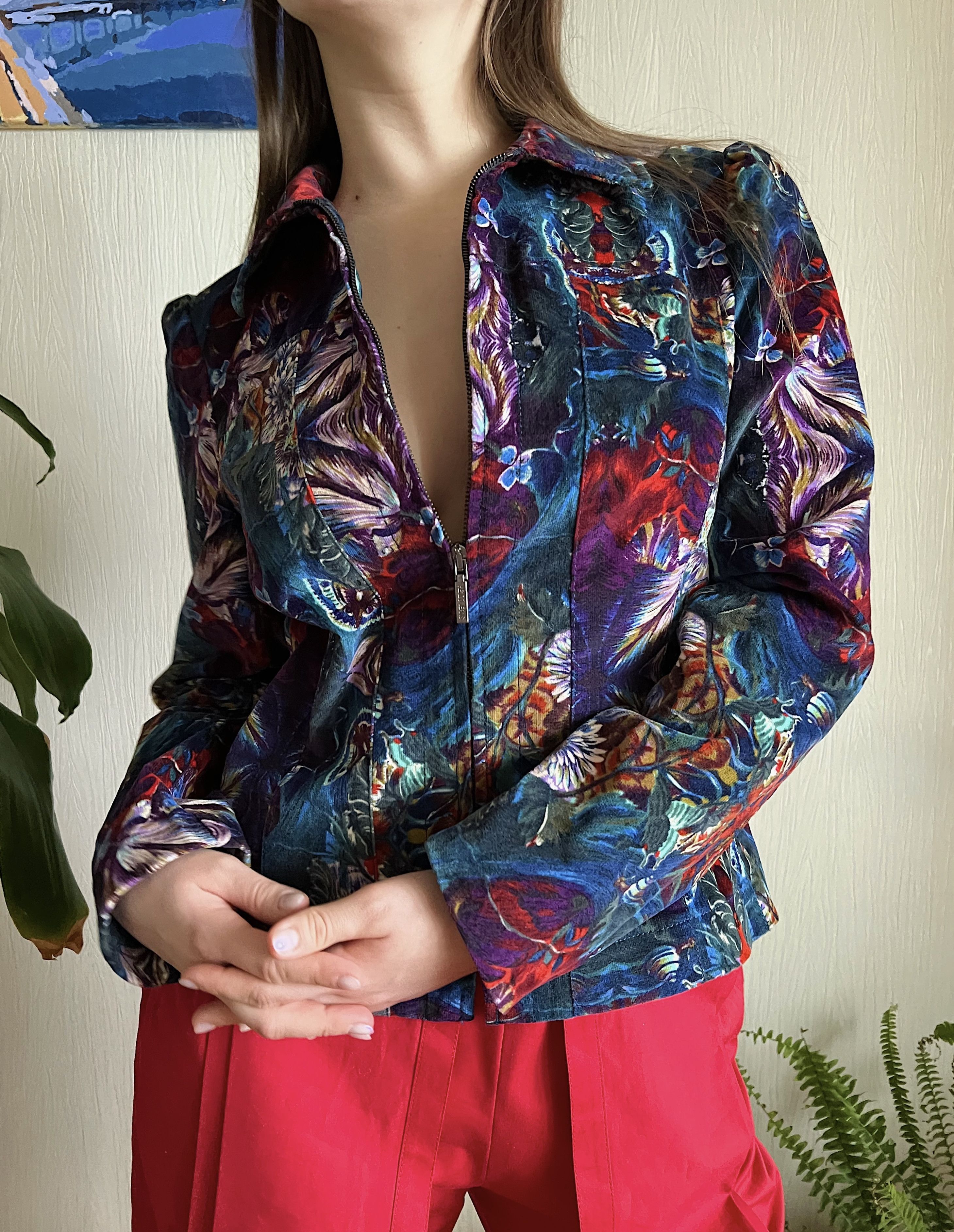 Kenzo Kenzo Corduroy Full Print Multicolour Zip Light Jacket Size S / US 4 / IT 40 - 2 Thumbnail