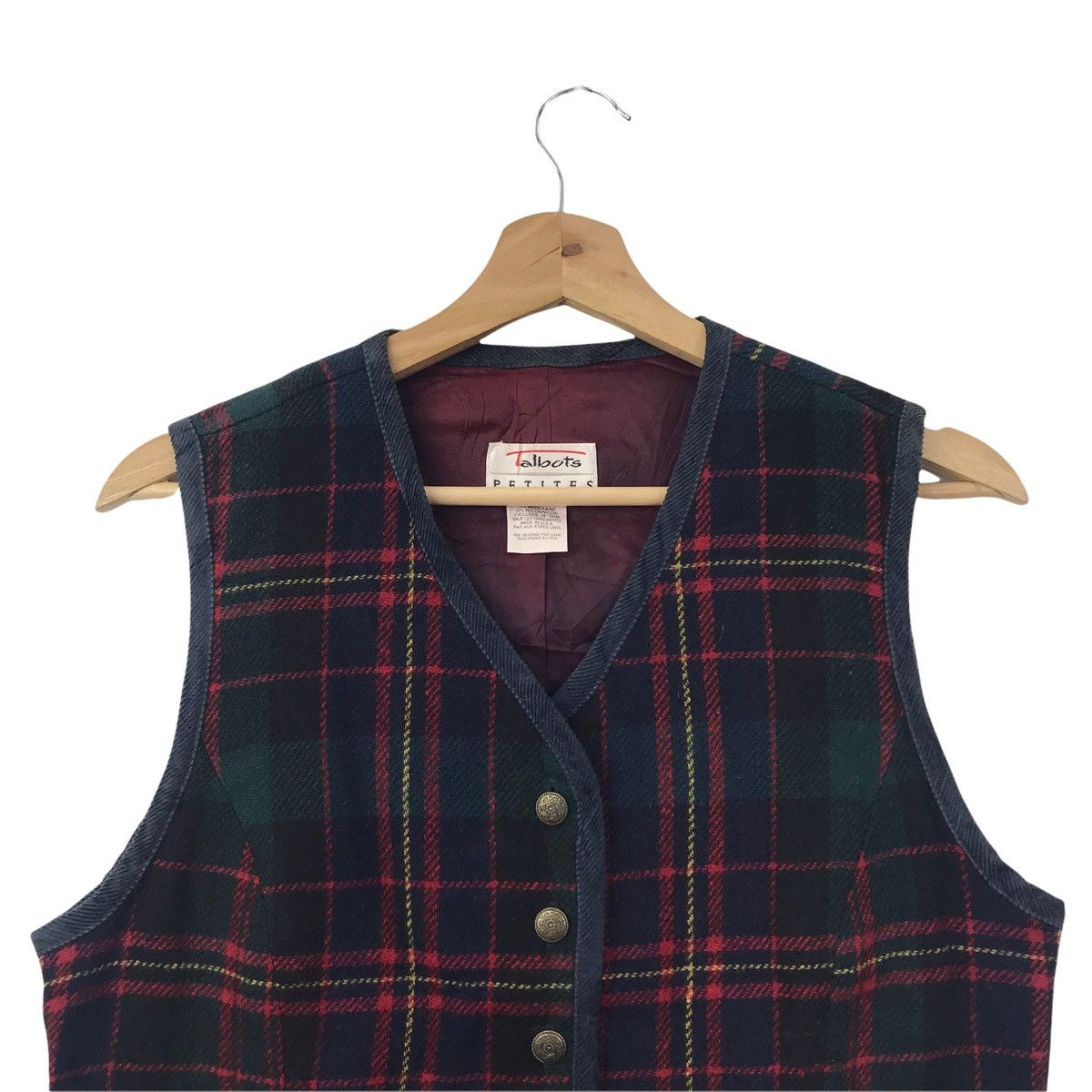 Vintage Vintage TALBOT PETITES USA Tartan Wool Check Vest Jacket Size US S / EU 44-46 / 1 - 2 Thumbnail