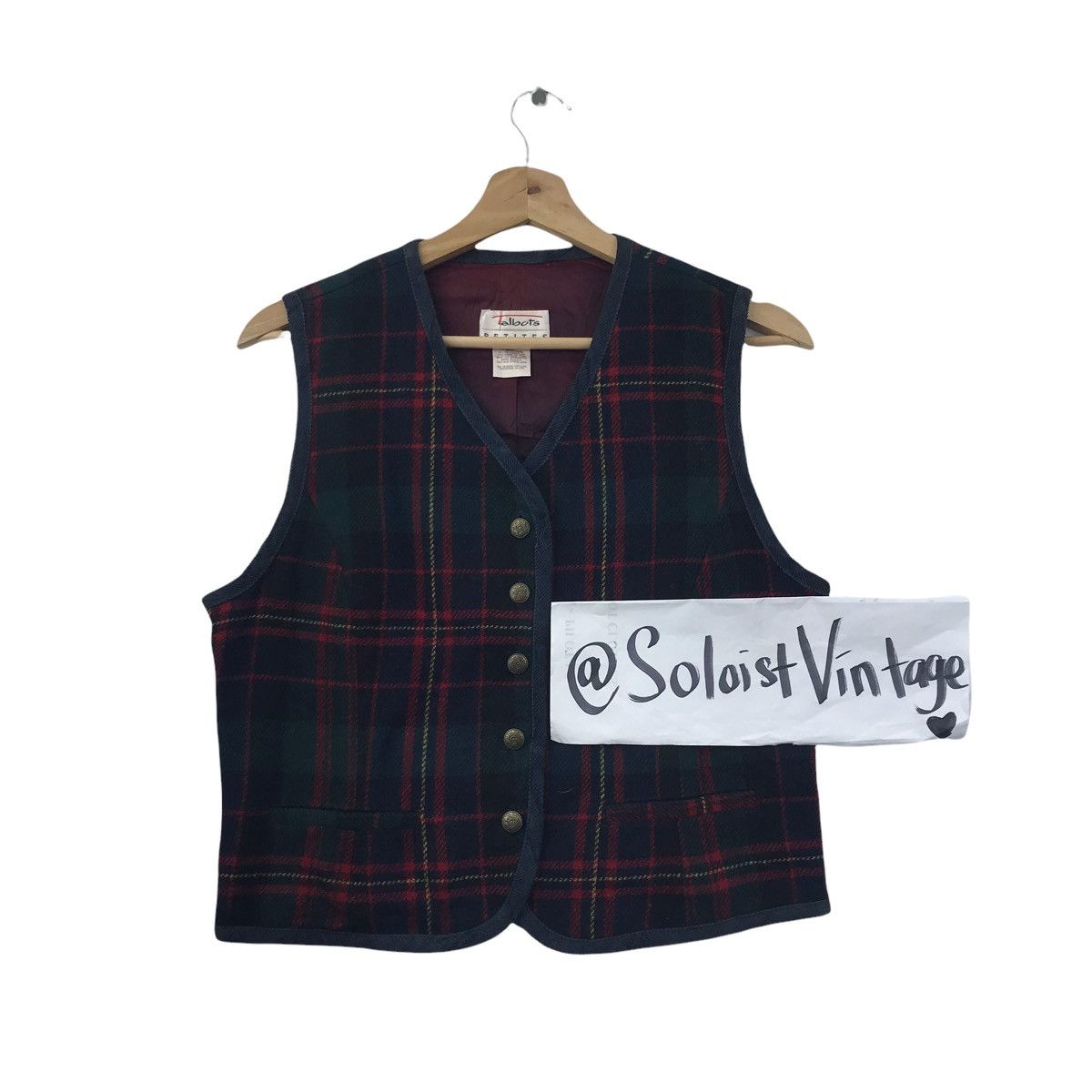 Vintage Vintage TALBOT PETITES USA Tartan Wool Check Vest Jacket Size US S / EU 44-46 / 1 - 1 Thumbnail