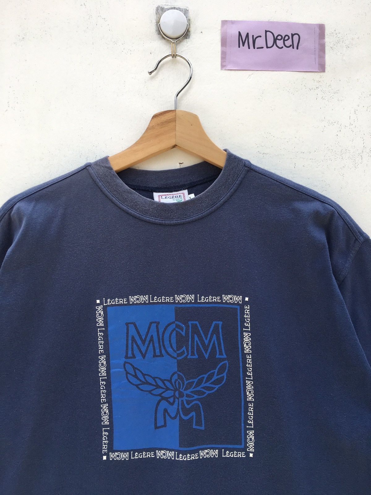 image of MCM Big Logo Printed Tshirt in Blue, Men's (Size Large)