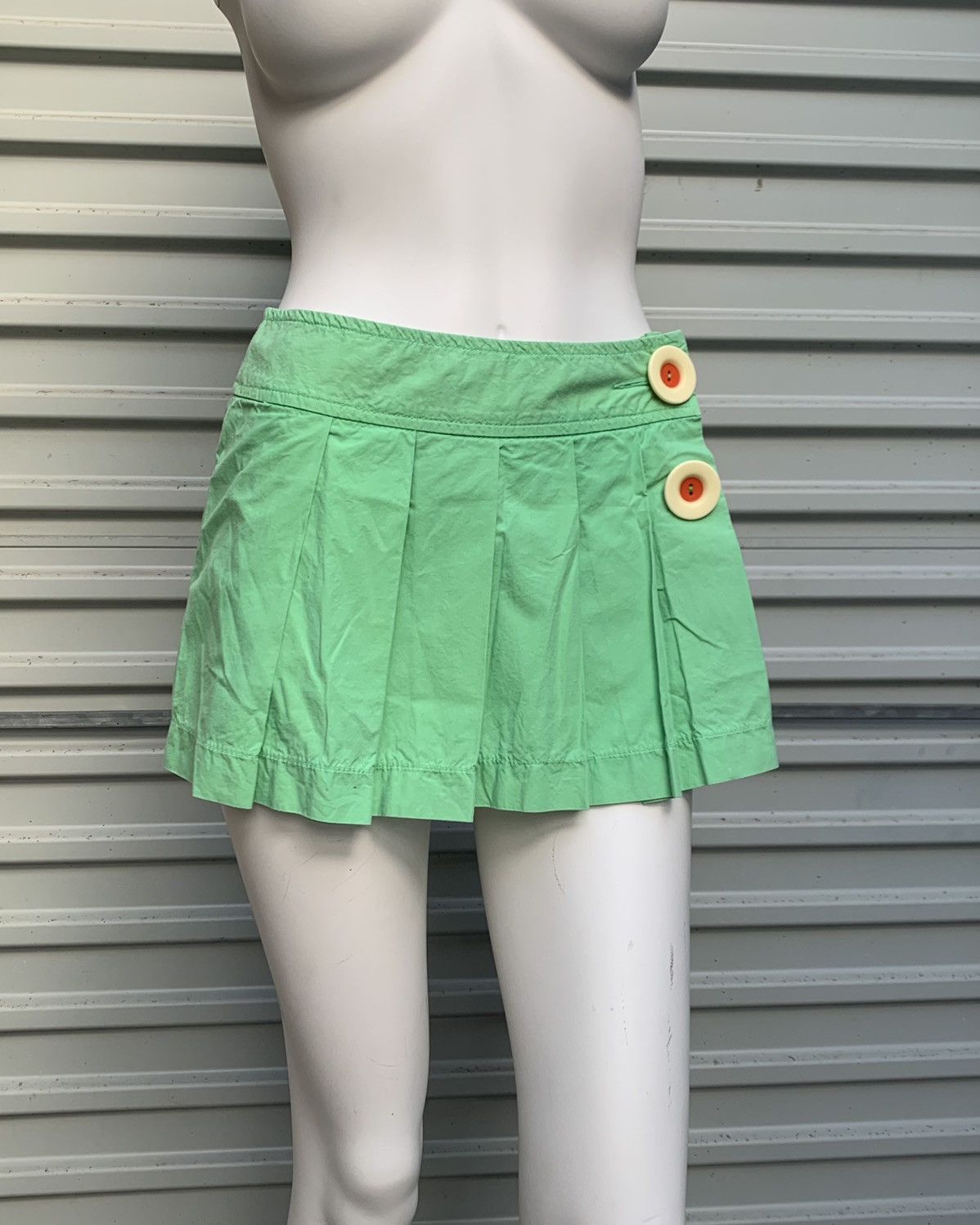1960s Deadstock Green Mini Skirt with Patch Pockets