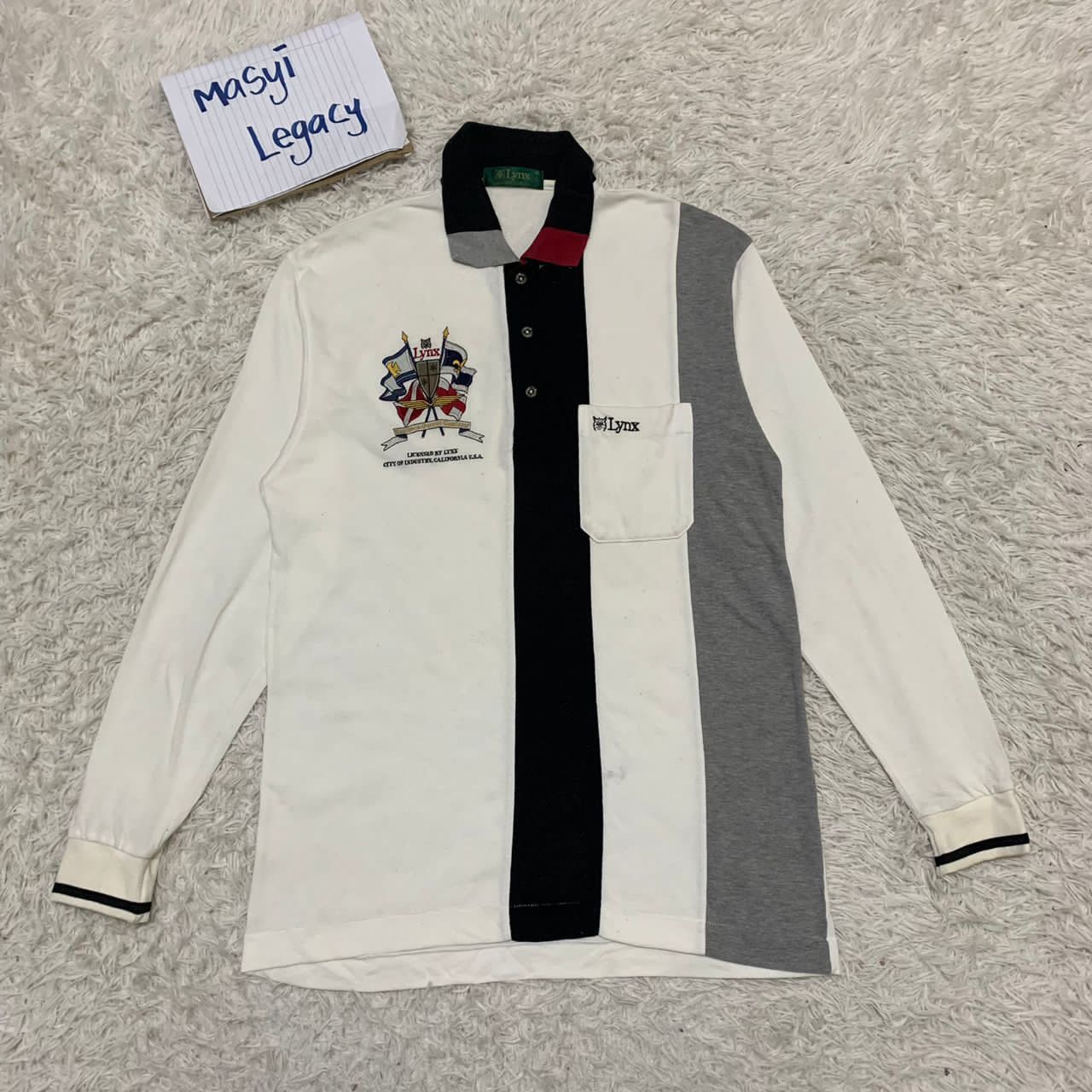 Japanese Brand Lynx long sleeves half button collar tshirt made in Japan Size US M / EU 48-50 / 2 - 1 Thumbnail