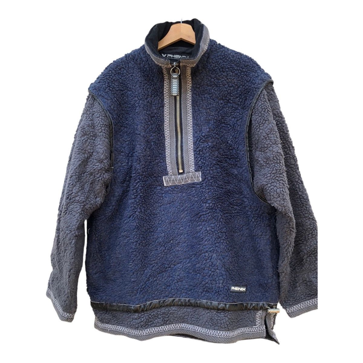 image of Phenix Half Zipper Sherpa Jacket Wool in Blue, Men's (Size Large)