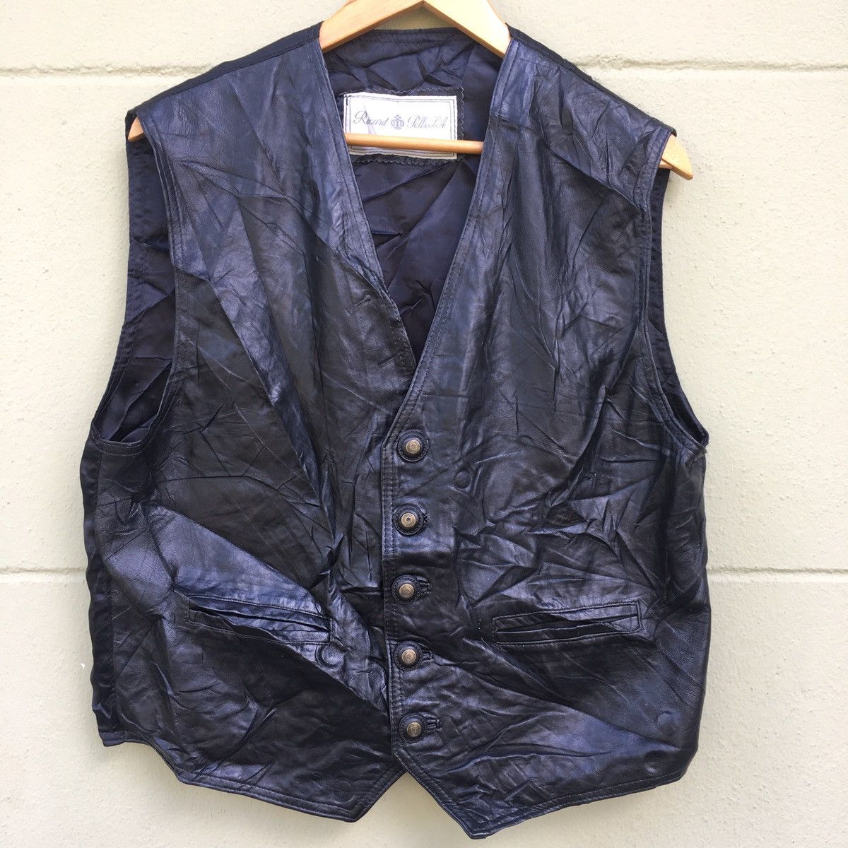 Designer × Genuine Leather Ricard Pells.J.L. Leather Vest Size US M / EU 48-50 / 2 - 1 Thumbnail