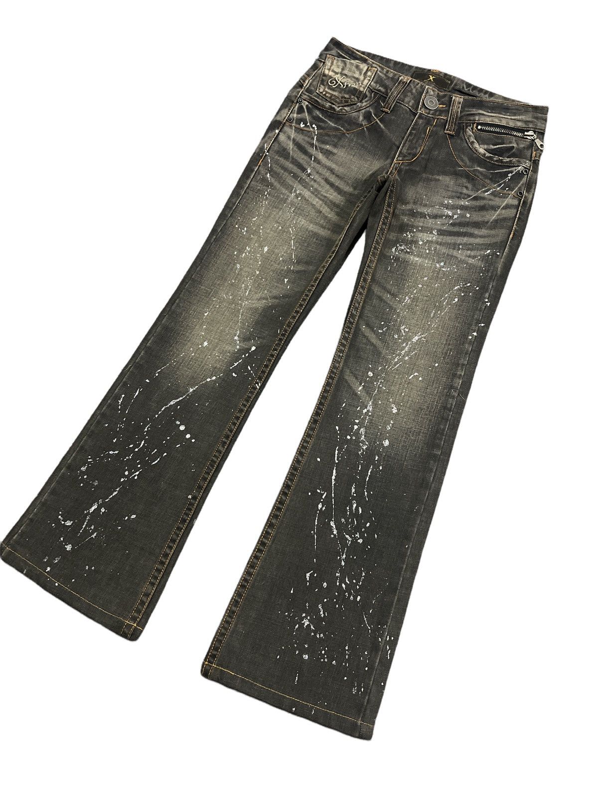 Japanese Brand × Vintage FLARED🔥XFRM SPLATTER STUDDED DENIM PANTS Size US 30 / EU 46 - 4 Thumbnail