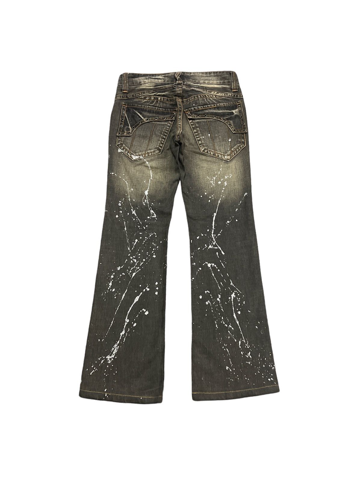 Japanese Brand × Vintage FLARED🔥XFRM SPLATTER STUDDED DENIM PANTS Size US 30 / EU 46 - 5 Thumbnail