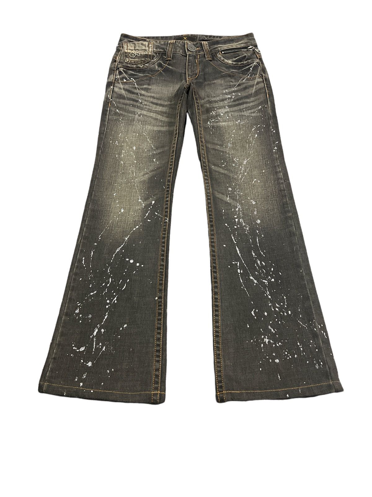 Japanese Brand × Vintage FLARED🔥XFRM SPLATTER STUDDED DENIM PANTS Size US 30 / EU 46 - 2 Thumbnail