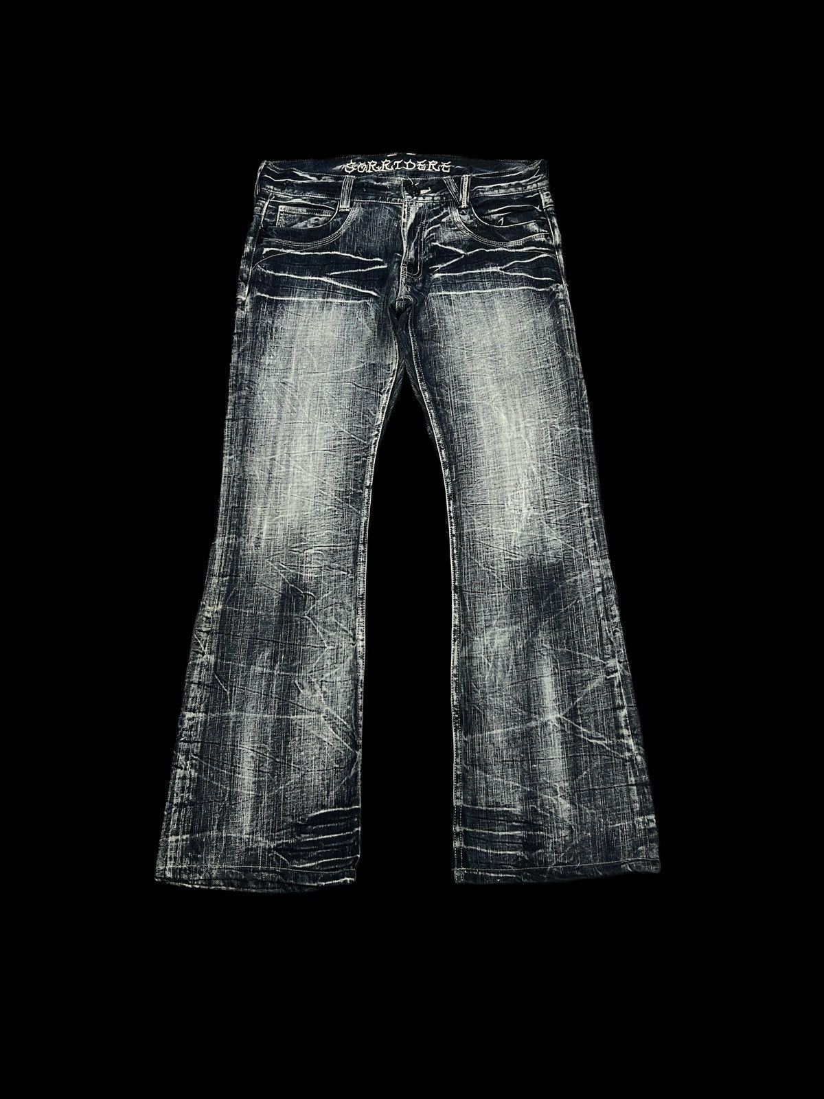 Japanese Brand FLARED🔥SORRIEDERE STUDDED DISTRESSED DENIM PANTS Size US 34 / EU 50 - 1 Thumbnail