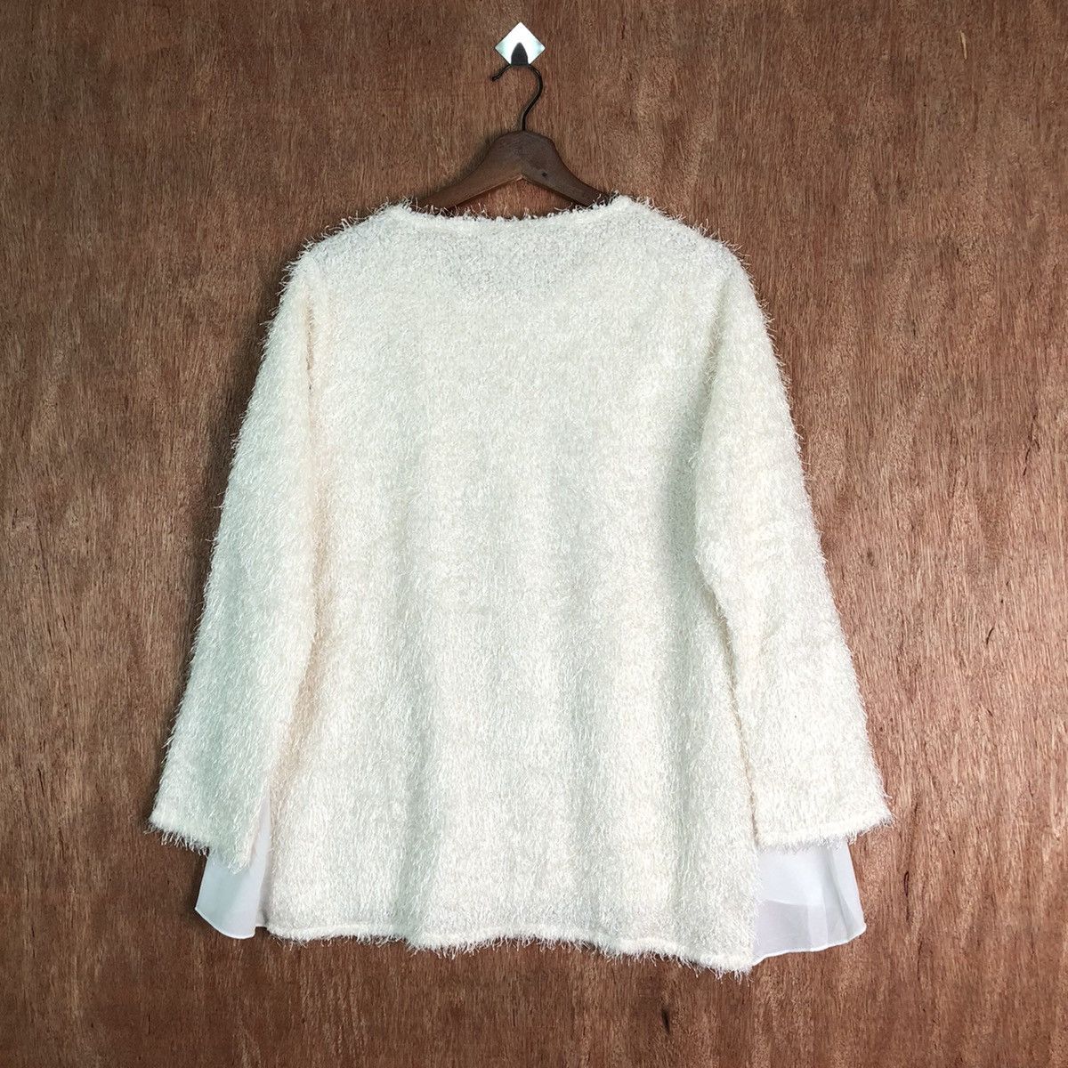 Japanese Brand Stylish white Shag Shaggy Fur Mohair Knitwear #6528 Size L / US 10 / IT 46 - 8 Thumbnail