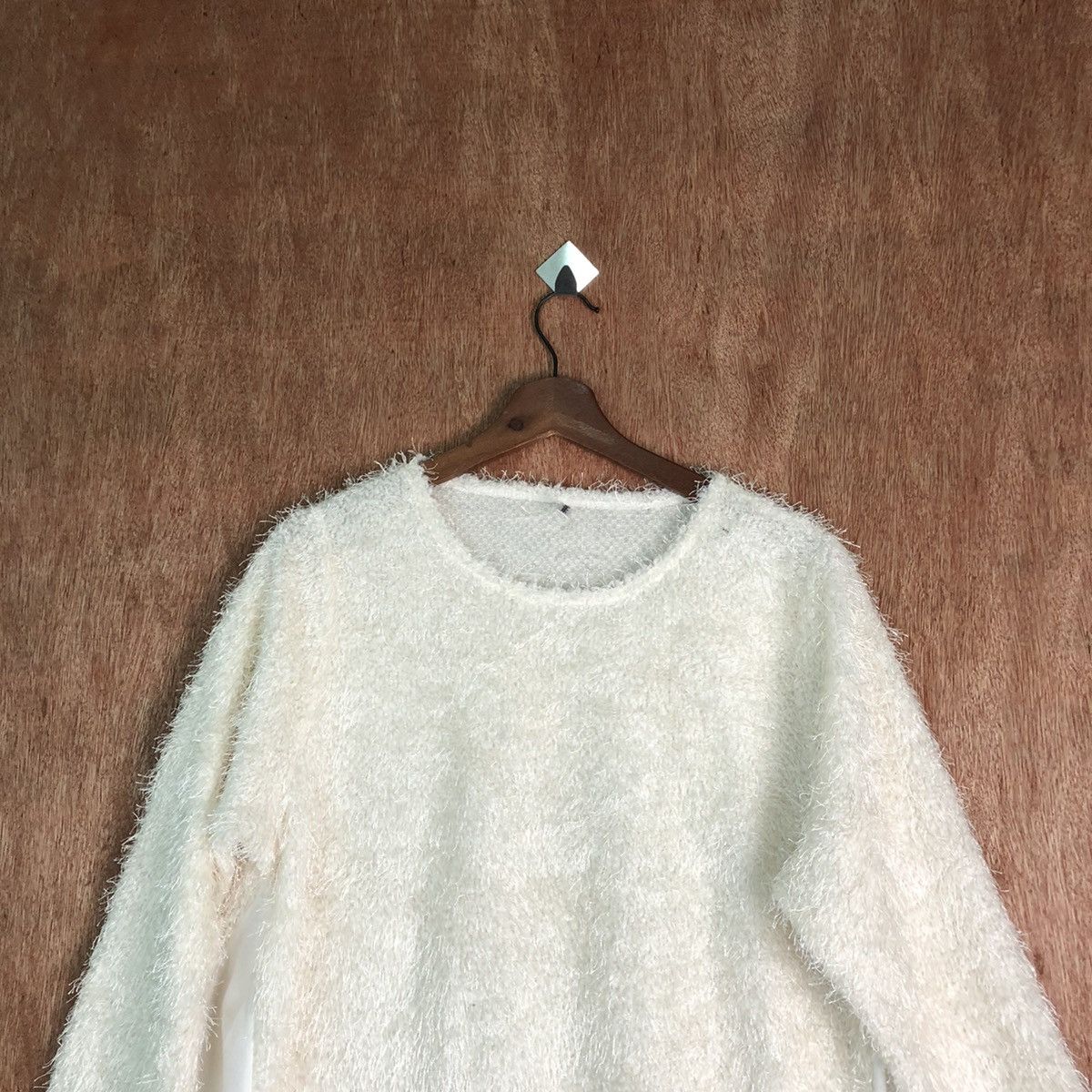 Japanese Brand Stylish white Shag Shaggy Fur Mohair Knitwear #6528 Size L / US 10 / IT 46 - 2 Thumbnail