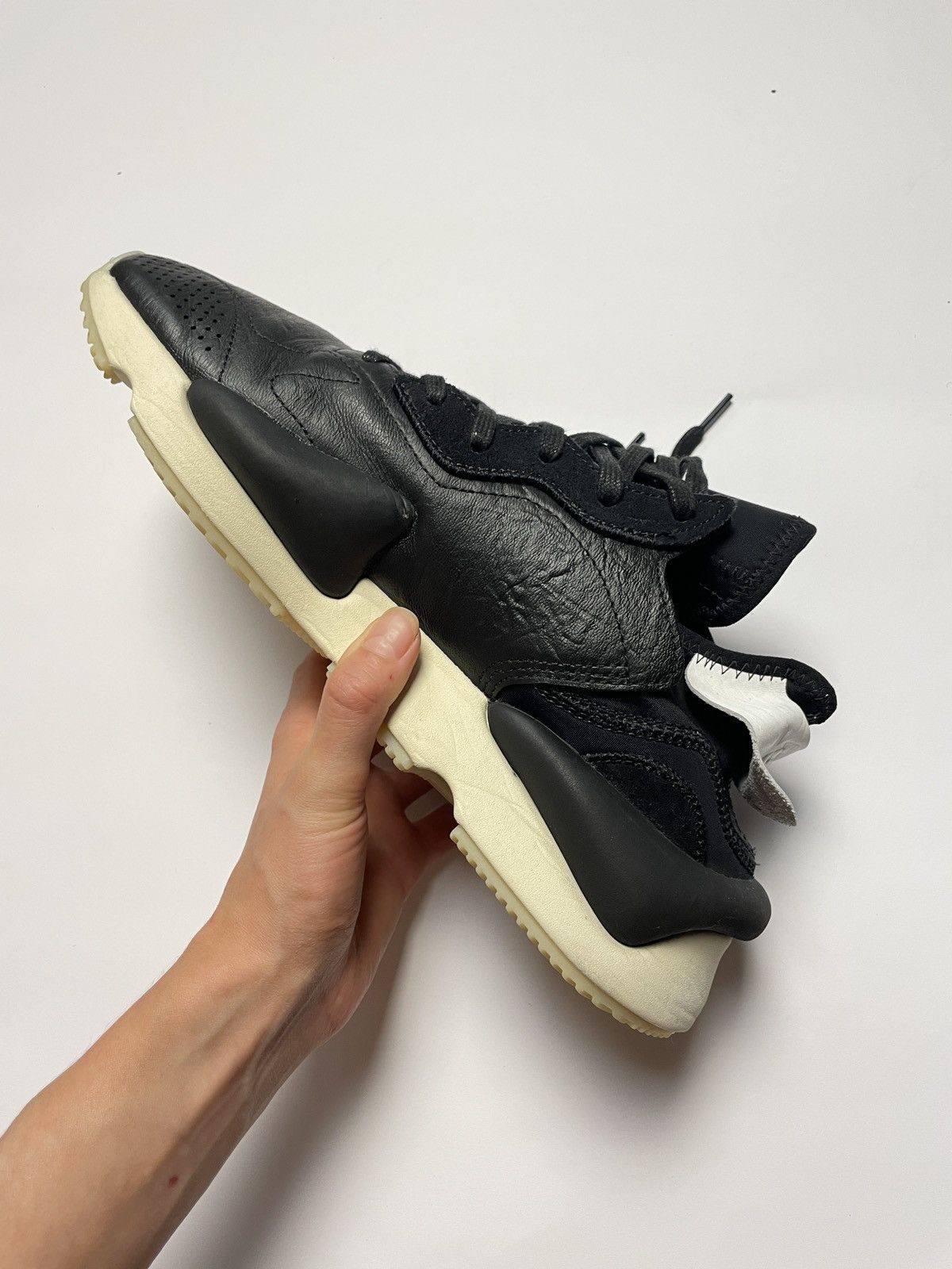 Adidas Y-3 Kaiwa Leather Black White Size US 10.5 / EU 43-44 - 5 Thumbnail