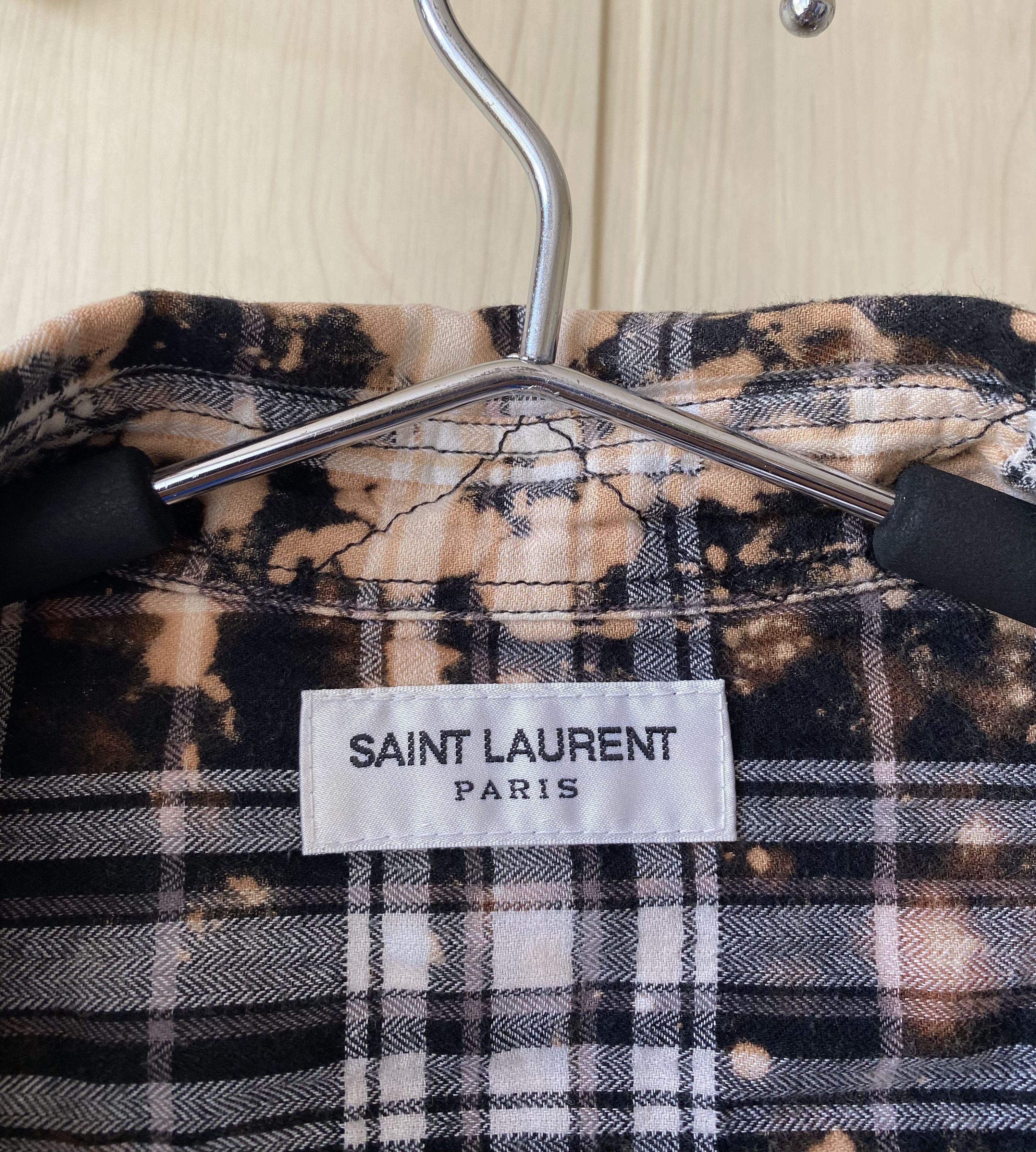 Hedi Slimane × Saint Laurent Paris Saint Laurent Bleached Checked Flannel shirt Size US L / EU 52-54 / 3 - 3 Thumbnail