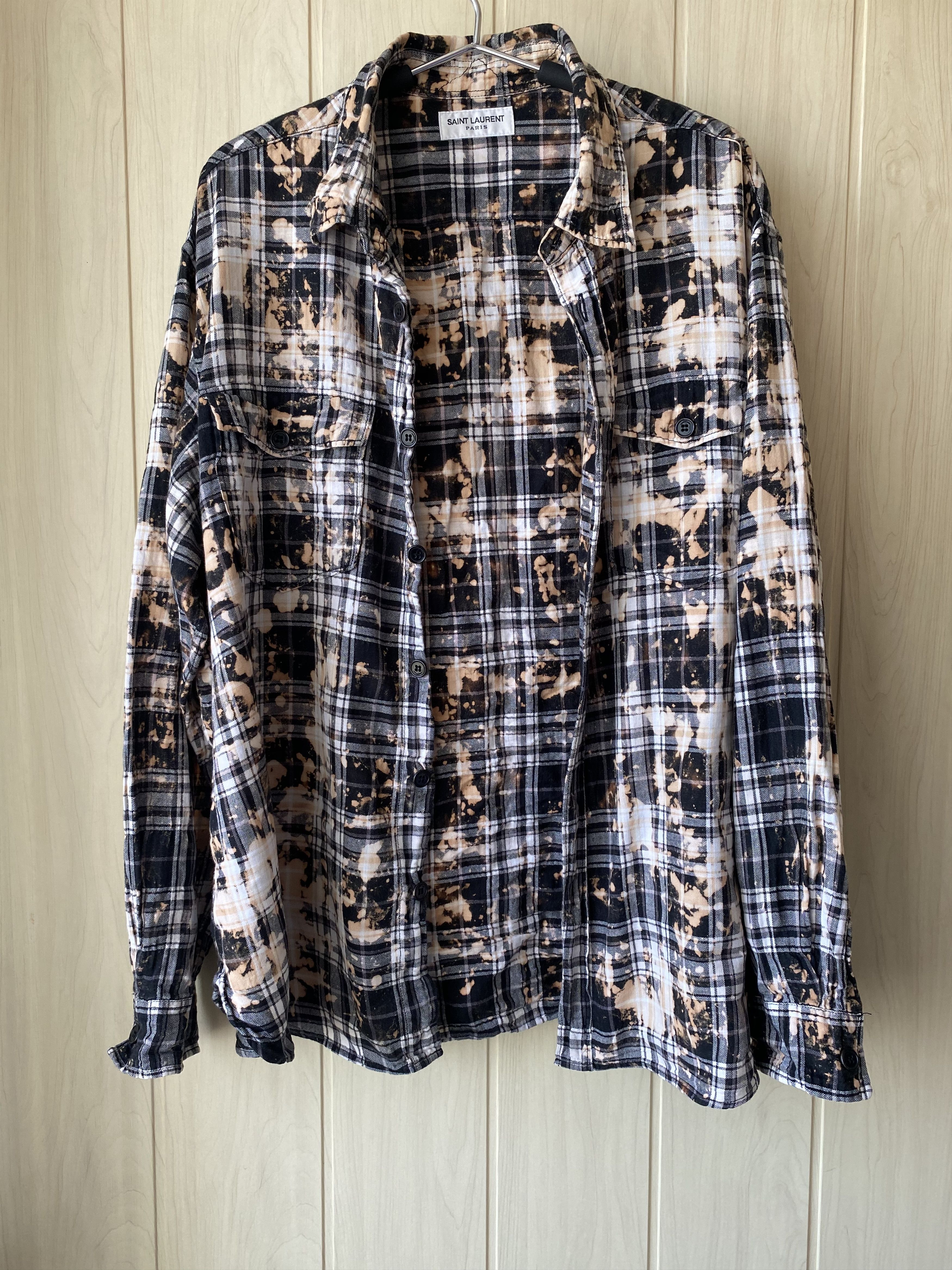 Saint Laurent Bleached Checked Flannel shirt