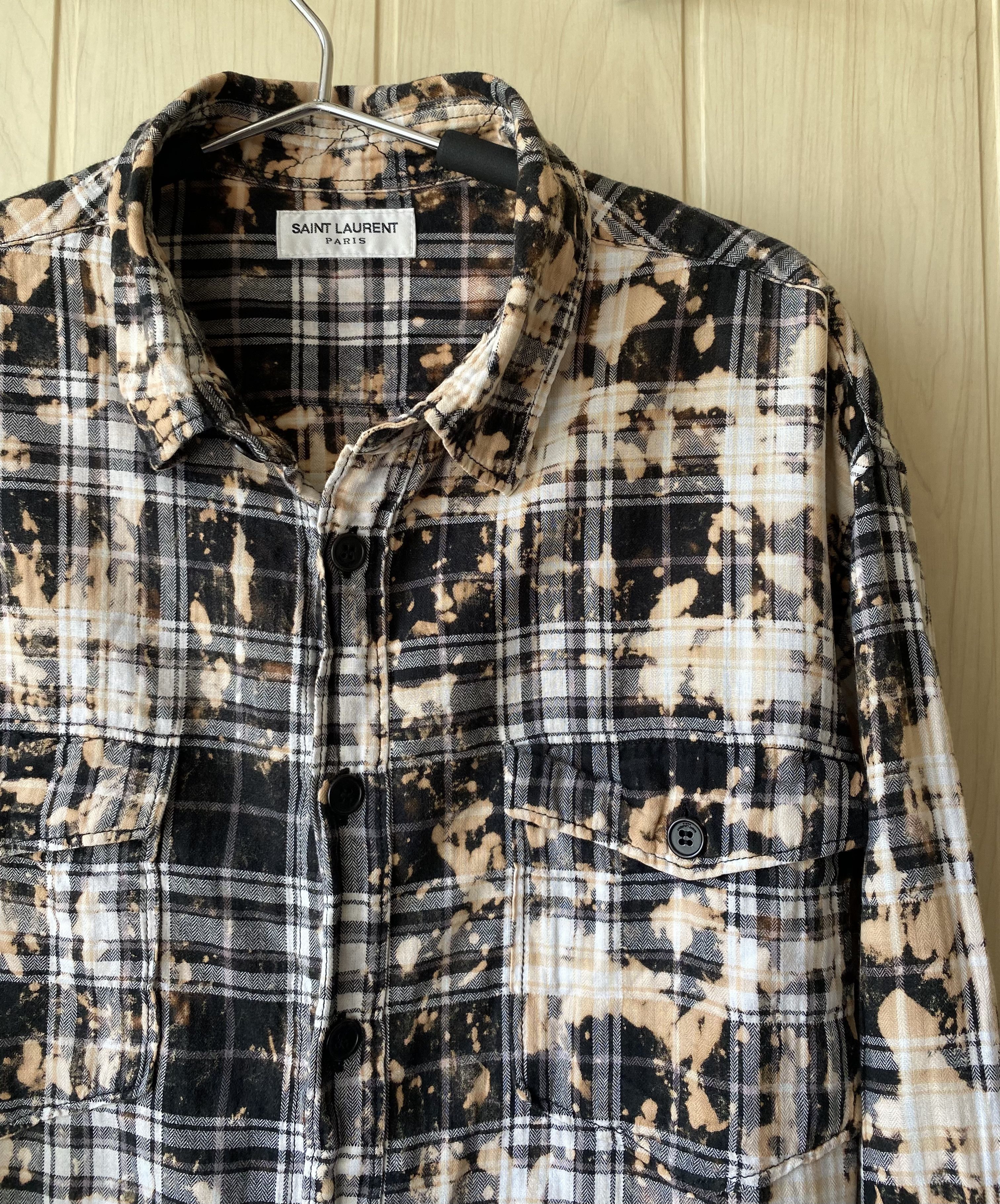 Hedi Slimane × Saint Laurent Paris Saint Laurent Bleached Checked Flannel shirt Size US L / EU 52-54 / 3 - 8 Thumbnail