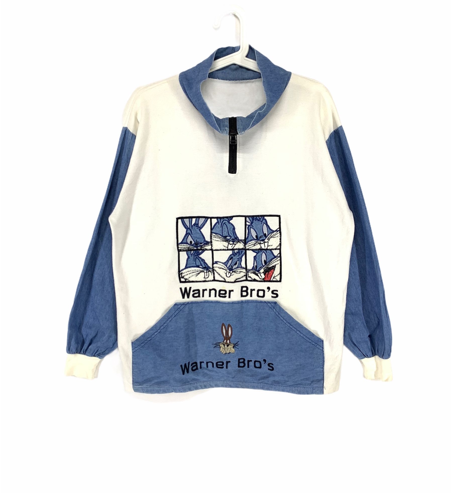 Psycho Bunny × Vintage × Warner Bros Warner bros bugs bunny embroidered logo vtg 90s pullover Size US L / EU 52-54 / 3 - 1 Thumbnail