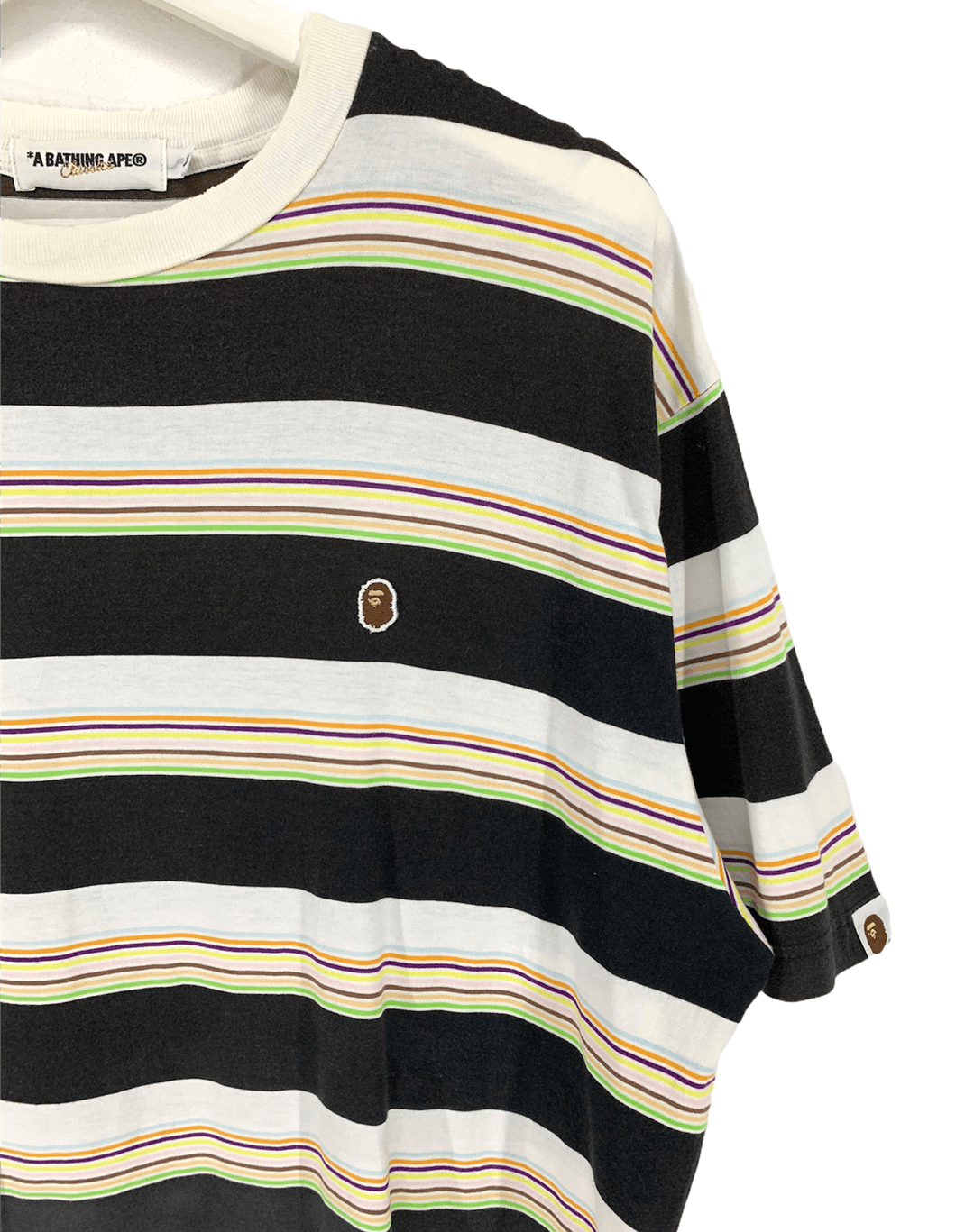 Bape Bathing ape multicolor stripe small logo distressed shirt Size US L / EU 52-54 / 3 - 3 Thumbnail