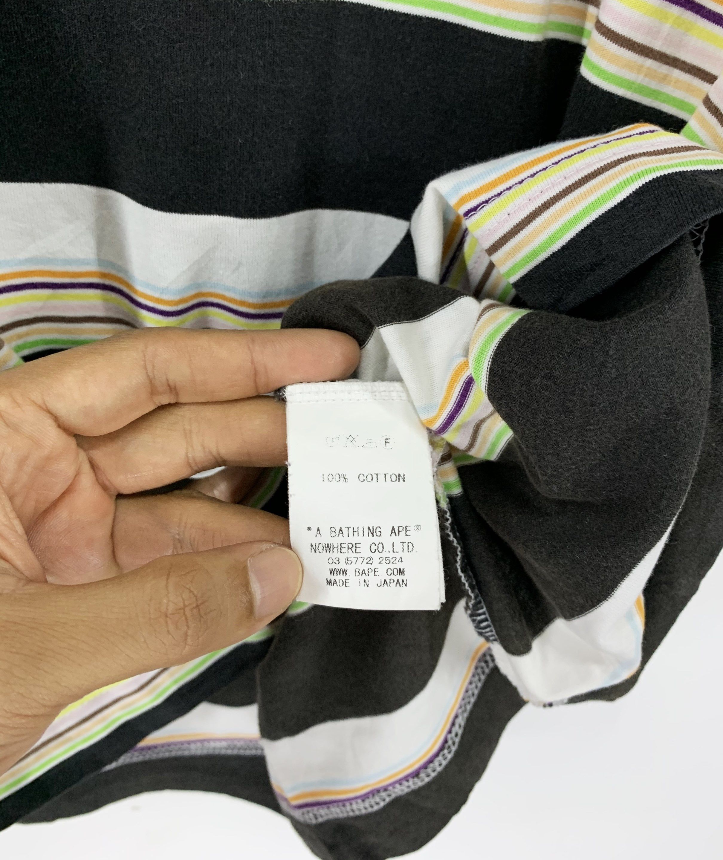Bape Bathing ape multicolor stripe small logo distressed shirt Size US L / EU 52-54 / 3 - 6 Thumbnail
