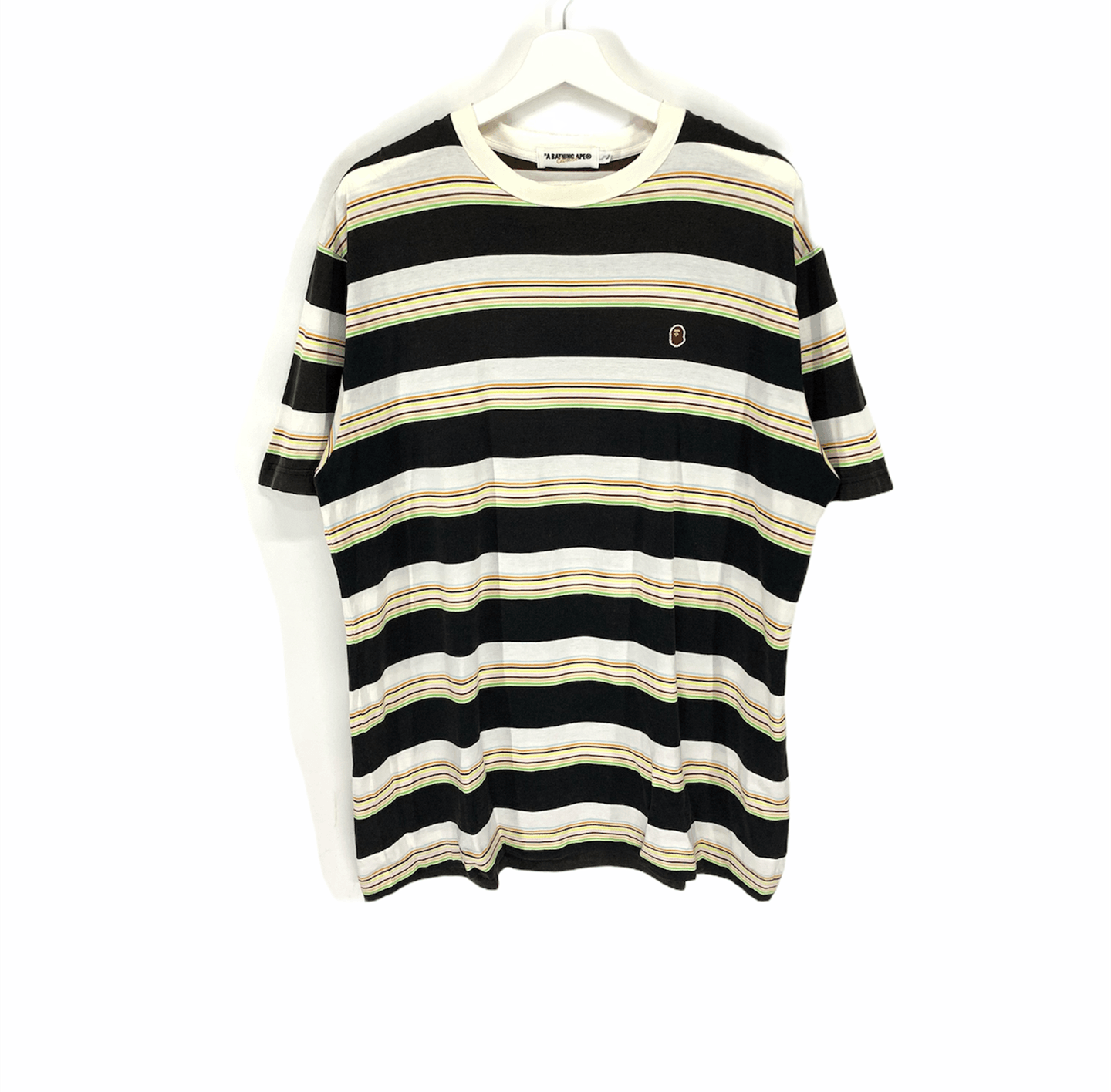 Bape Bathing ape multicolor stripe small logo distressed shirt Size US L / EU 52-54 / 3 - 1 Thumbnail