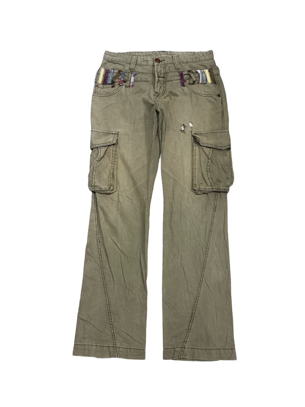 Japanese Brand THRASHED SUN FADED DOUBLE WAIST SIX STAR TWIST CARGO PANTS Size US 30 / EU 46 - 1 Thumbnail
