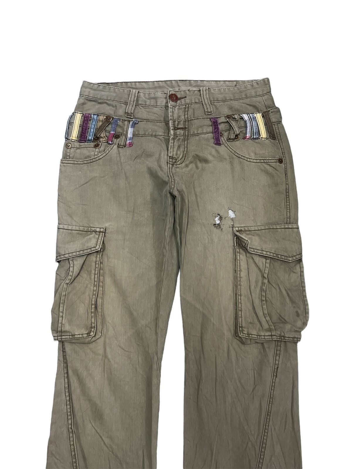 Japanese Brand THRASHED SUN FADED DOUBLE WAIST SIX STAR TWIST CARGO PANTS Size US 30 / EU 46 - 2 Thumbnail