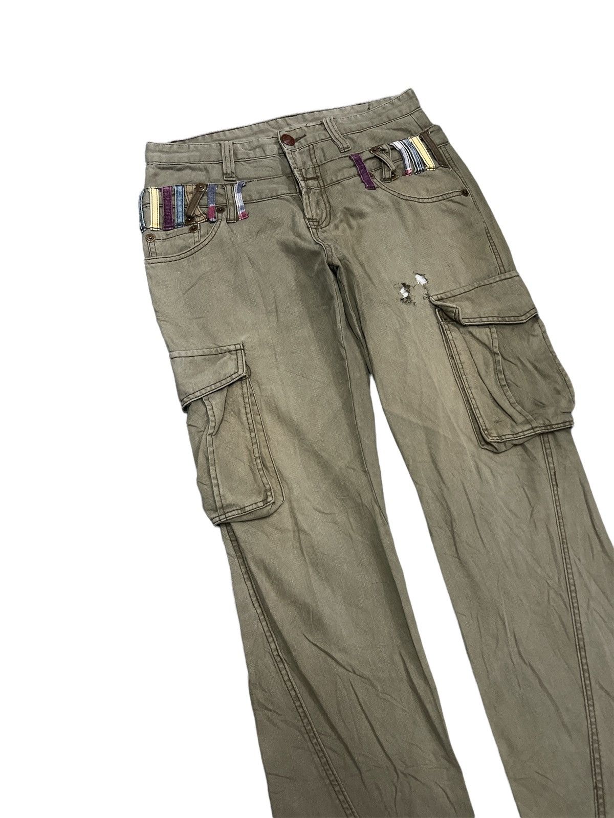 Japanese Brand THRASHED SUN FADED DOUBLE WAIST SIX STAR TWIST CARGO PANTS Size US 30 / EU 46 - 5 Thumbnail