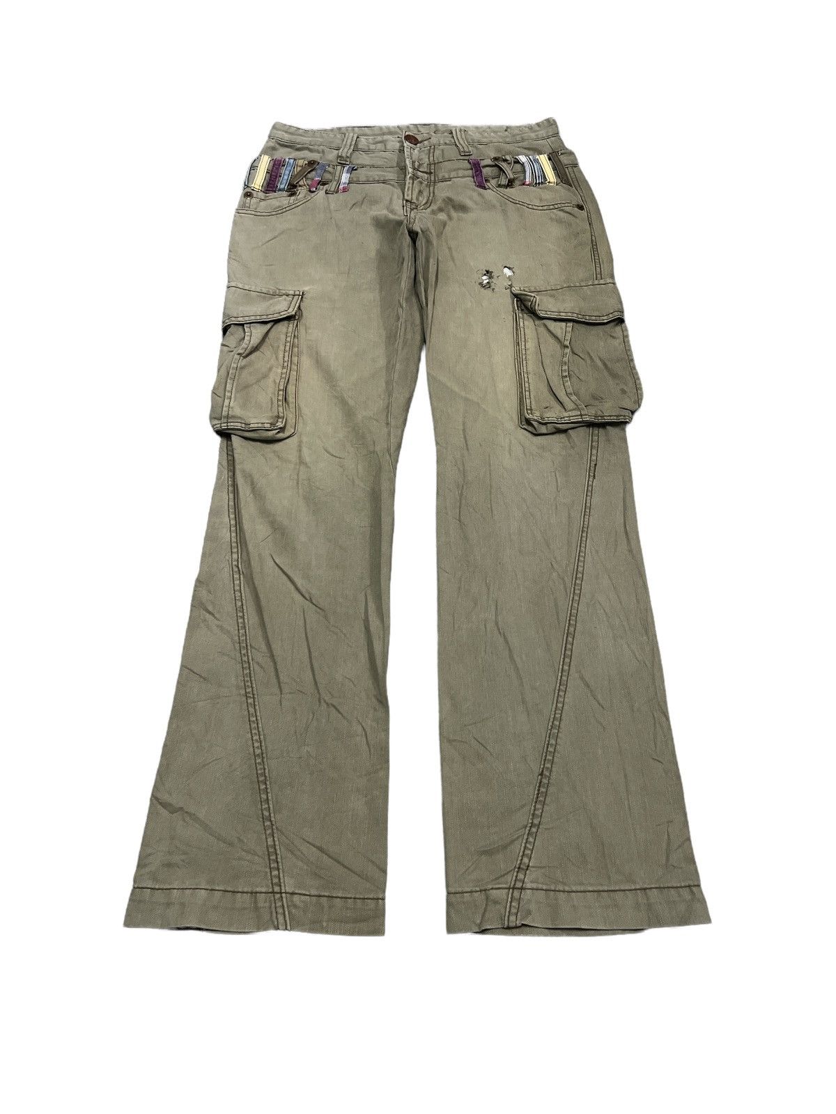 Japanese Brand THRASHED SUN FADED DOUBLE WAIST SIX STAR TWIST CARGO PANTS Size US 30 / EU 46 - 3 Thumbnail