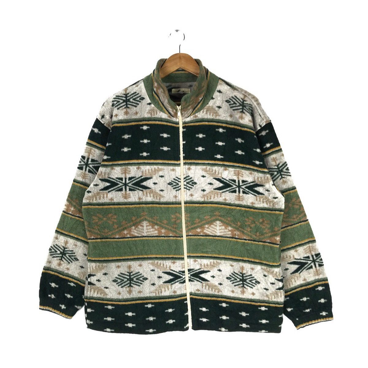 Native × Vintage Vintage 90s Aztec Navajo Patterned Native Fleece Jacket Size US L / EU 52-54 / 3 - 1 Thumbnail