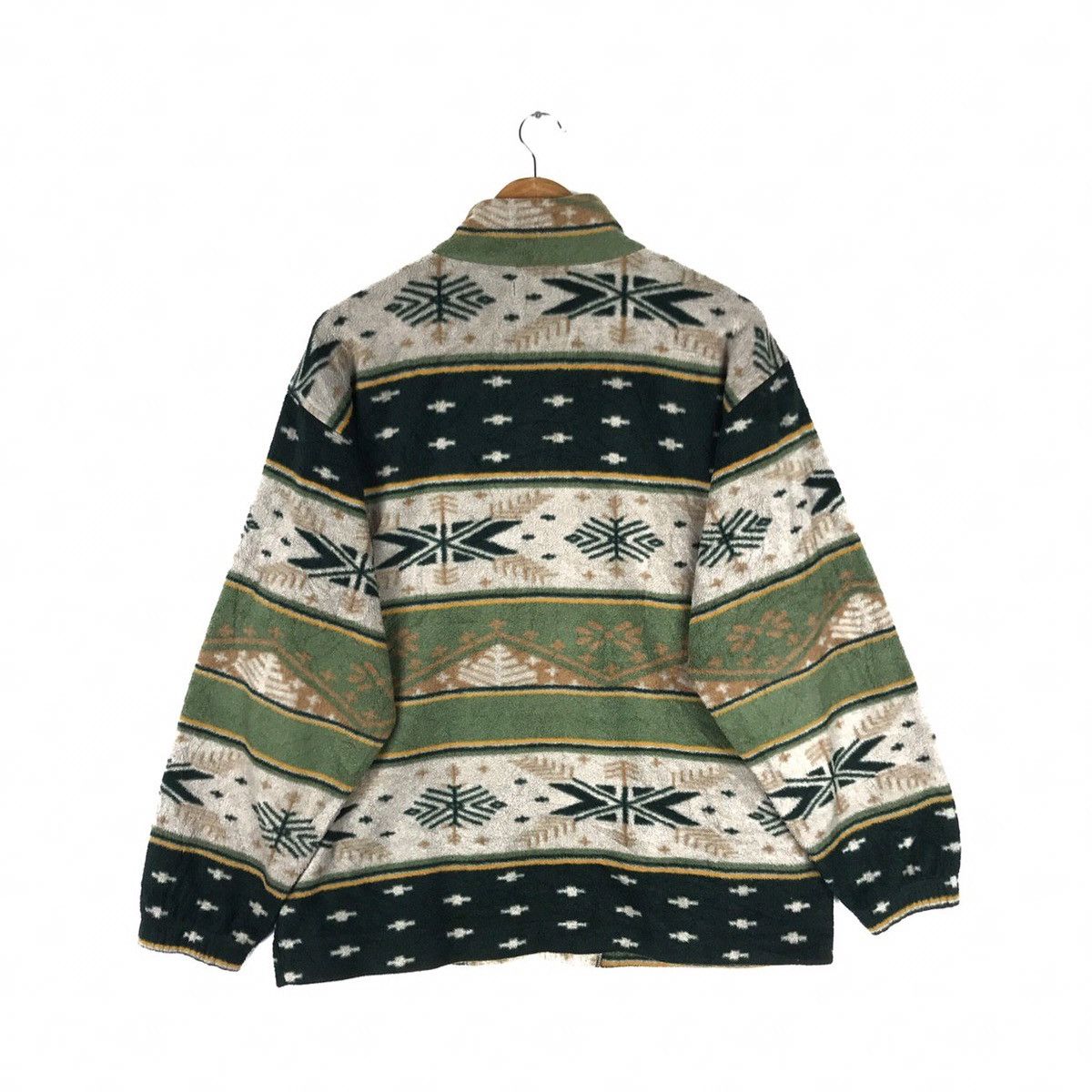 Native × Vintage Vintage 90s Aztec Navajo Patterned Native Fleece Jacket Size US L / EU 52-54 / 3 - 3 Thumbnail