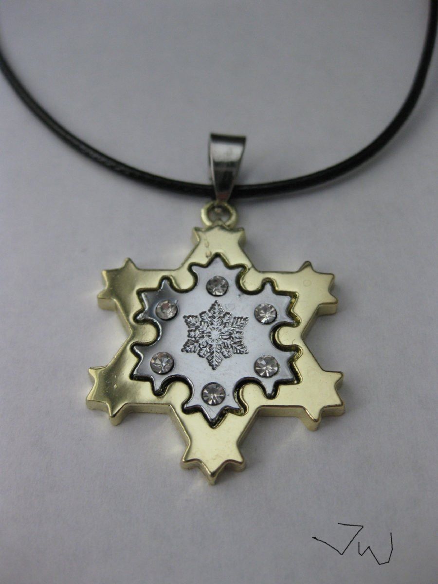 Jewelry x Vintage Snowflake Stainless Steel Pendant Black Leather Necklace in Silver, Men's