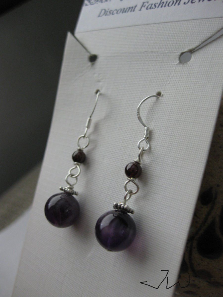 Handmade Amethyst .925 sterling silver Earrings Size ONE SIZE - 2 Thumbnail