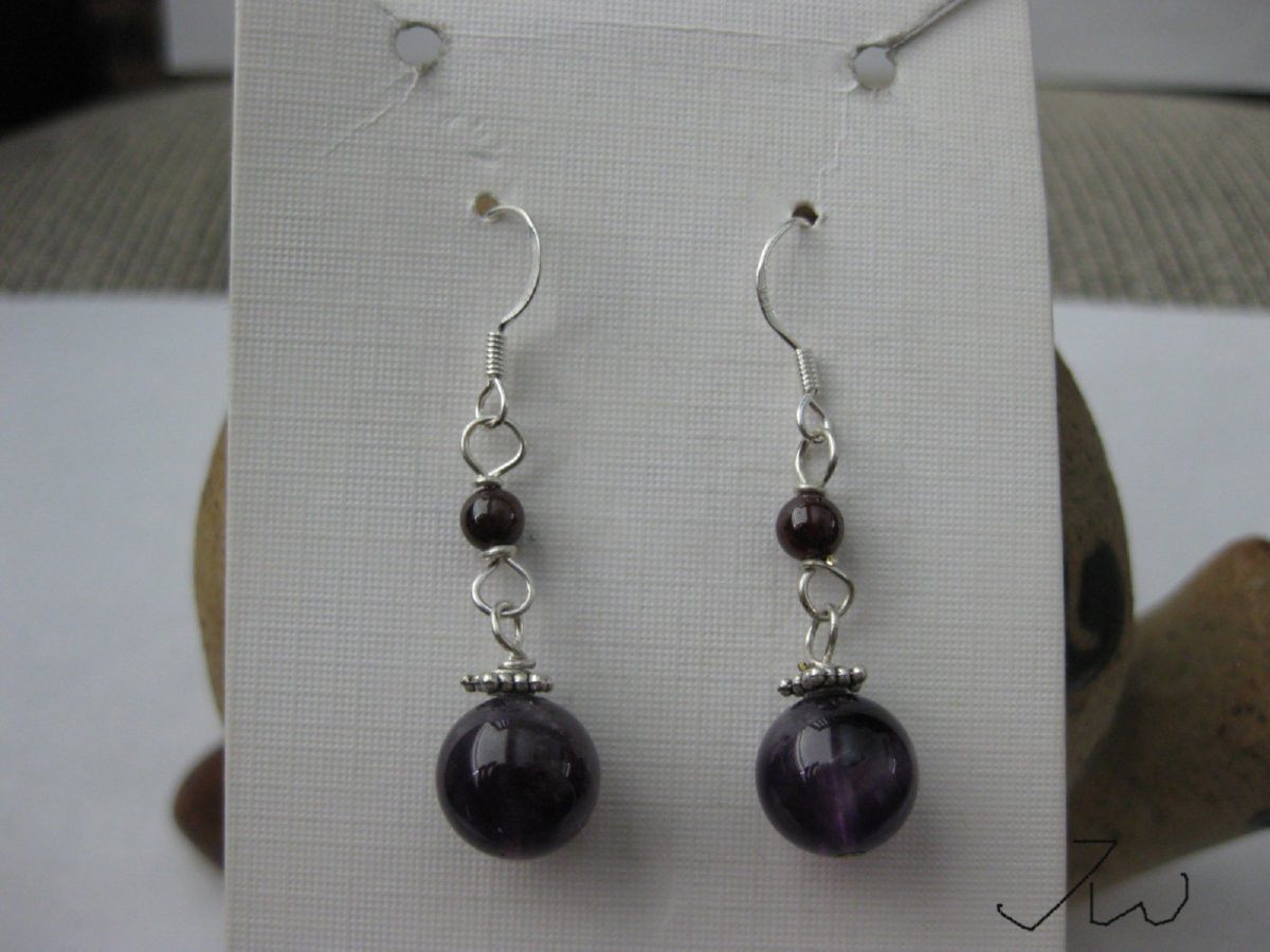Handmade Amethyst .925 sterling silver Earrings Size ONE SIZE - 1 Thumbnail