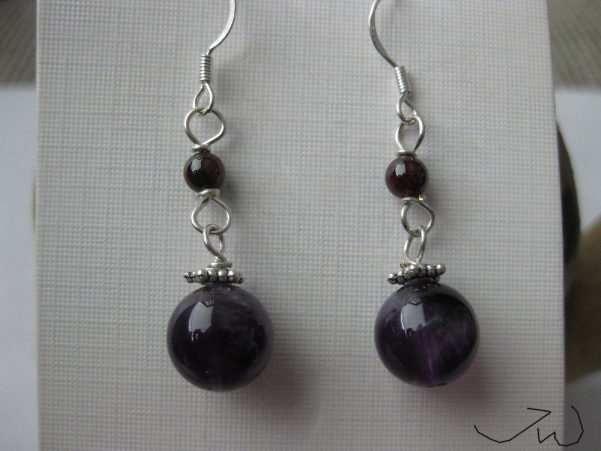 Handmade Amethyst .925 sterling silver Earrings Size ONE SIZE - 4 Thumbnail