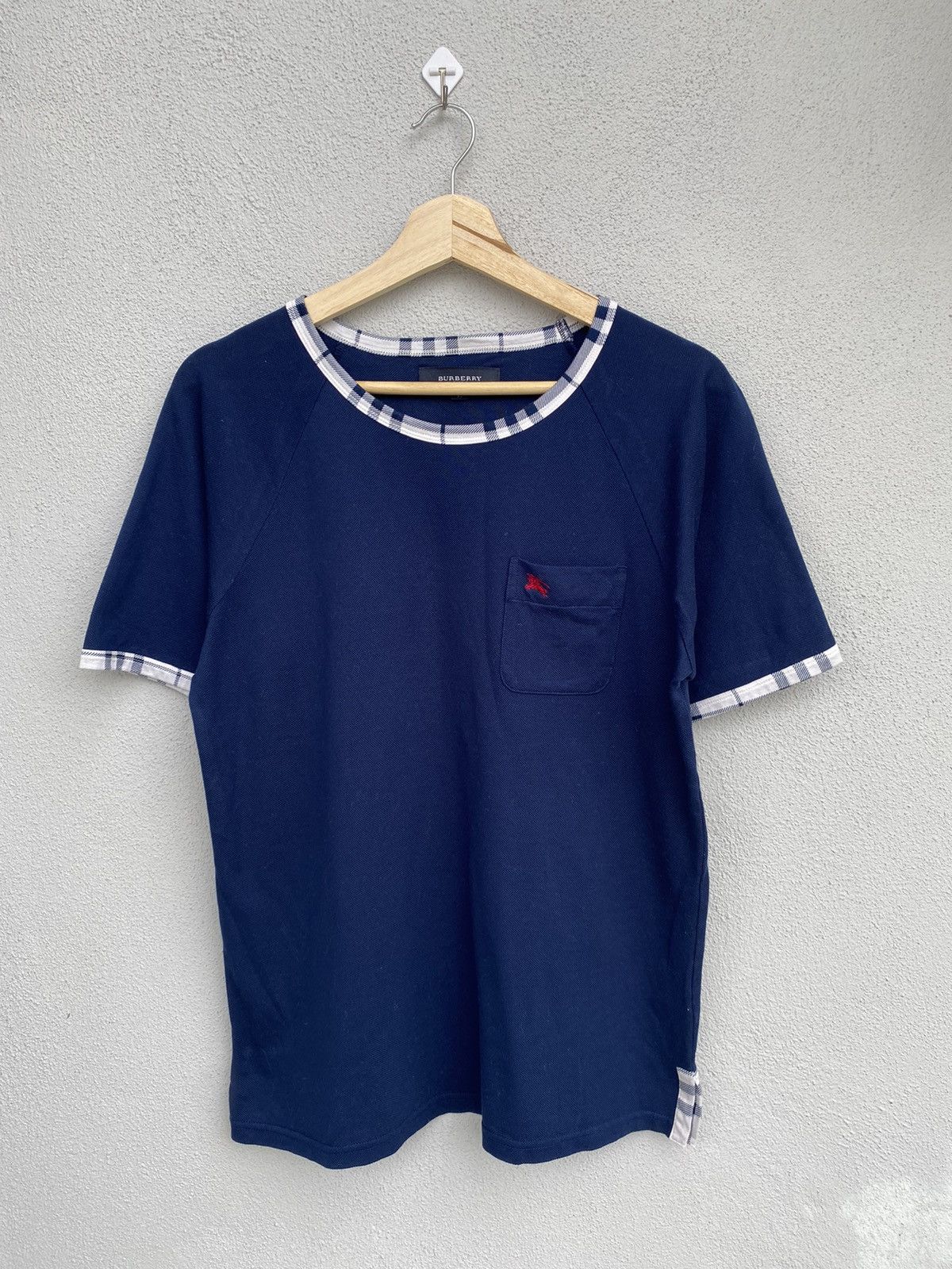 image of Burberry Single Pocket Embroidery Logo in Blue, Men's (Size Medium)