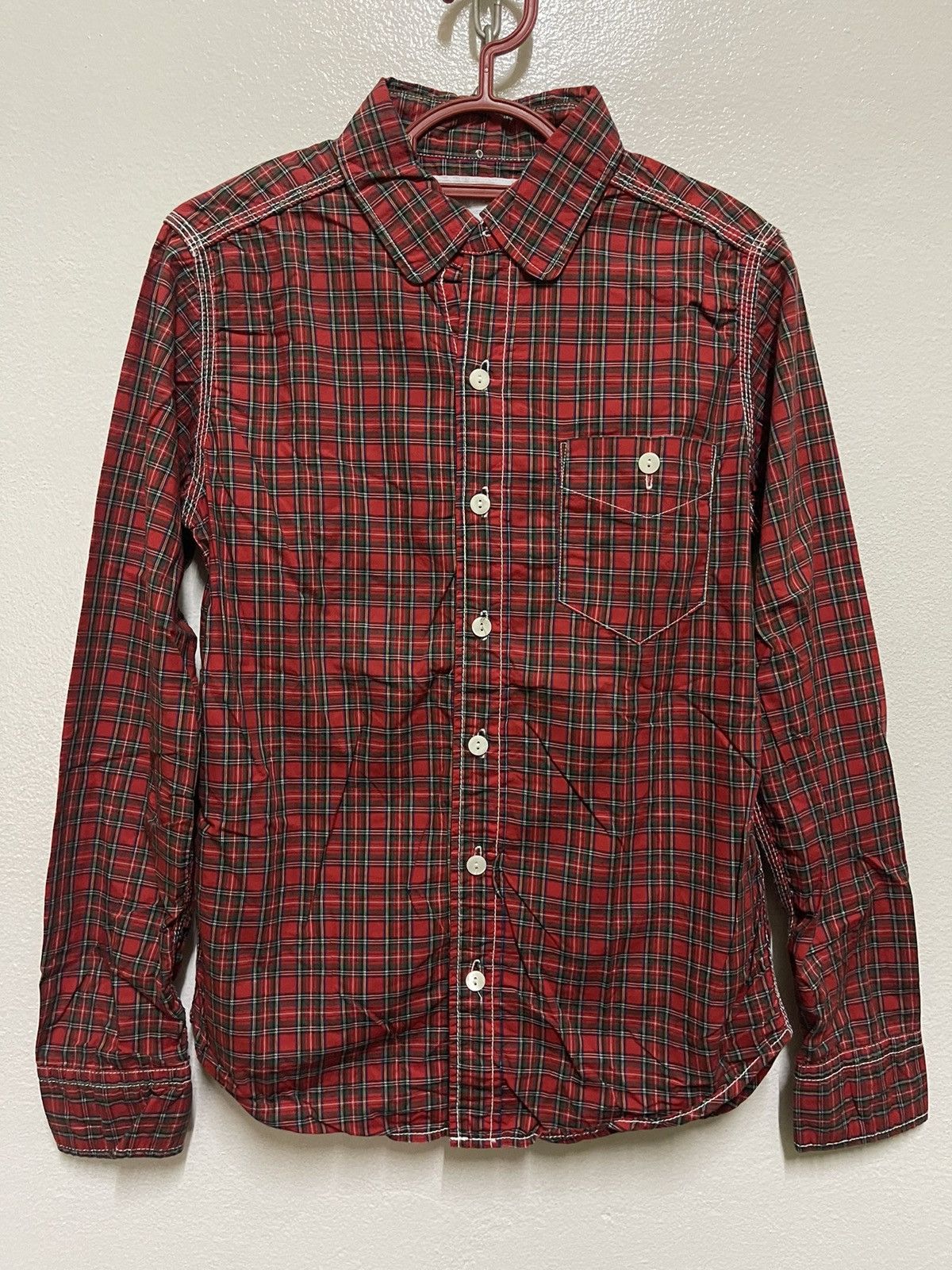 image of Nanamica Tartan Shirt Long Sleeve Japan in Red, Men's (Size Small)