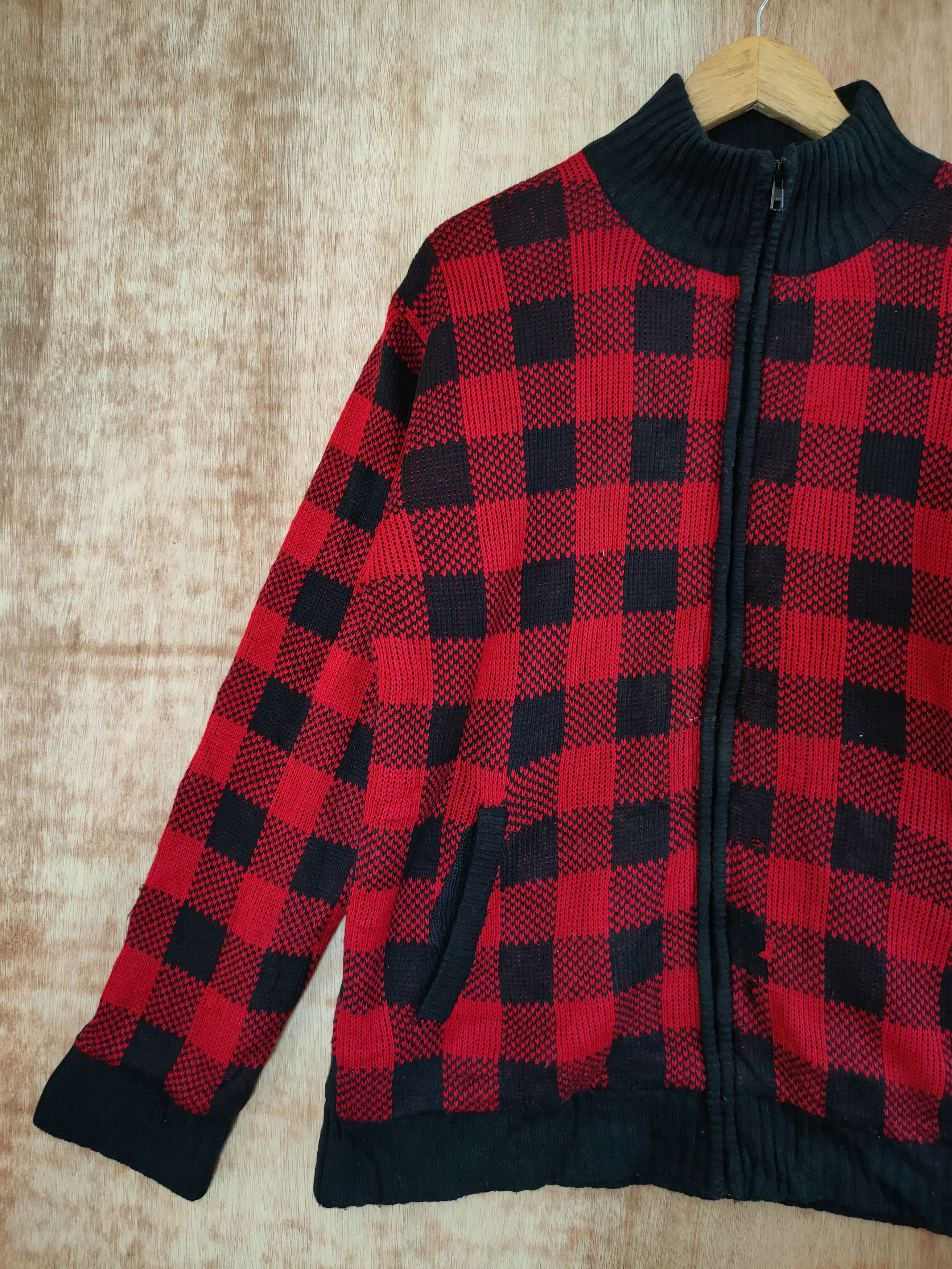 Japanese Brand DL Generate checkered sweater knitwear jacket japan #46-476 Size US L / EU 52-54 / 3 - 2 Thumbnail