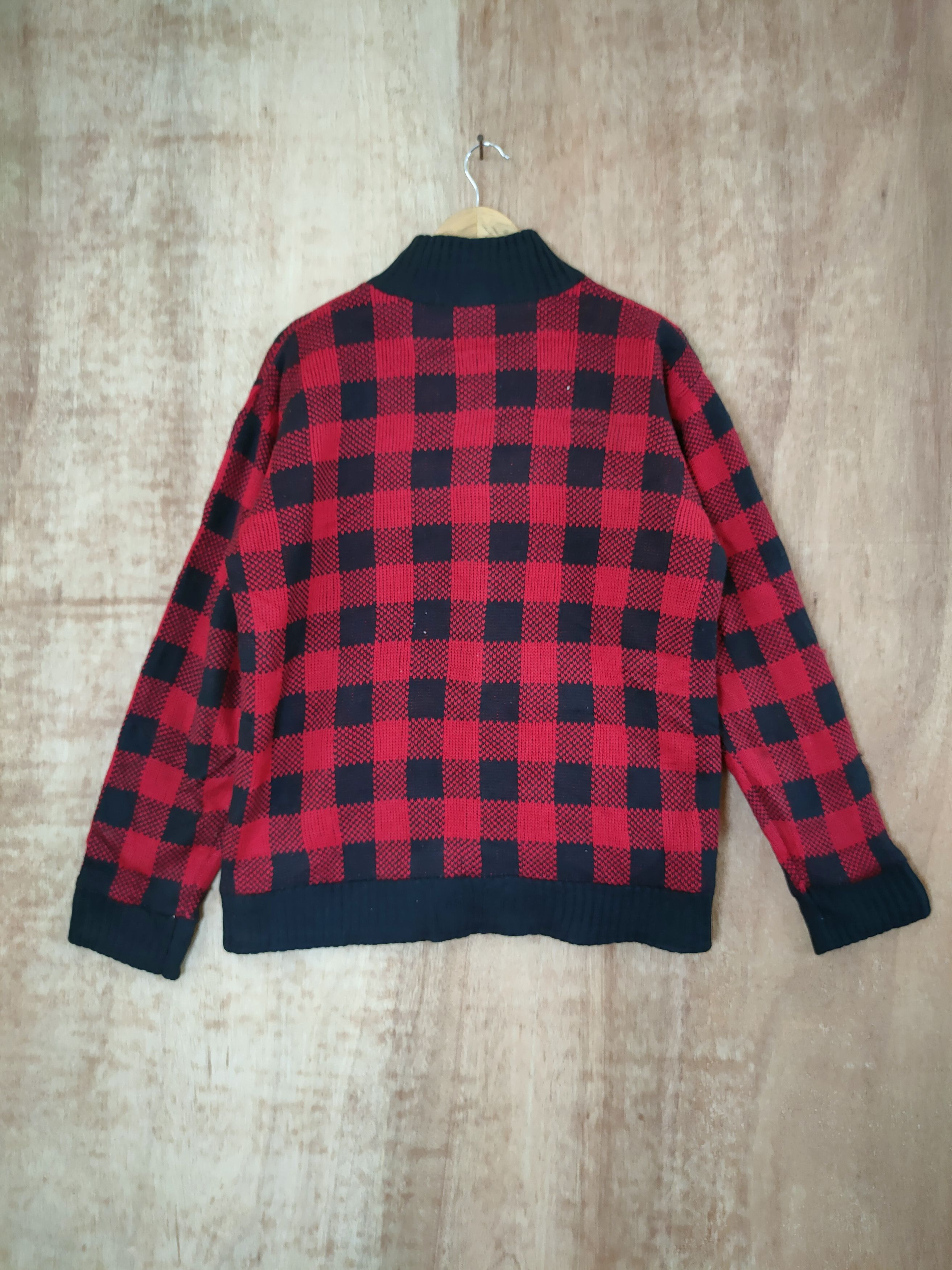 Japanese Brand DL Generate checkered sweater knitwear jacket japan #46-476 Size US L / EU 52-54 / 3 - 8 Thumbnail