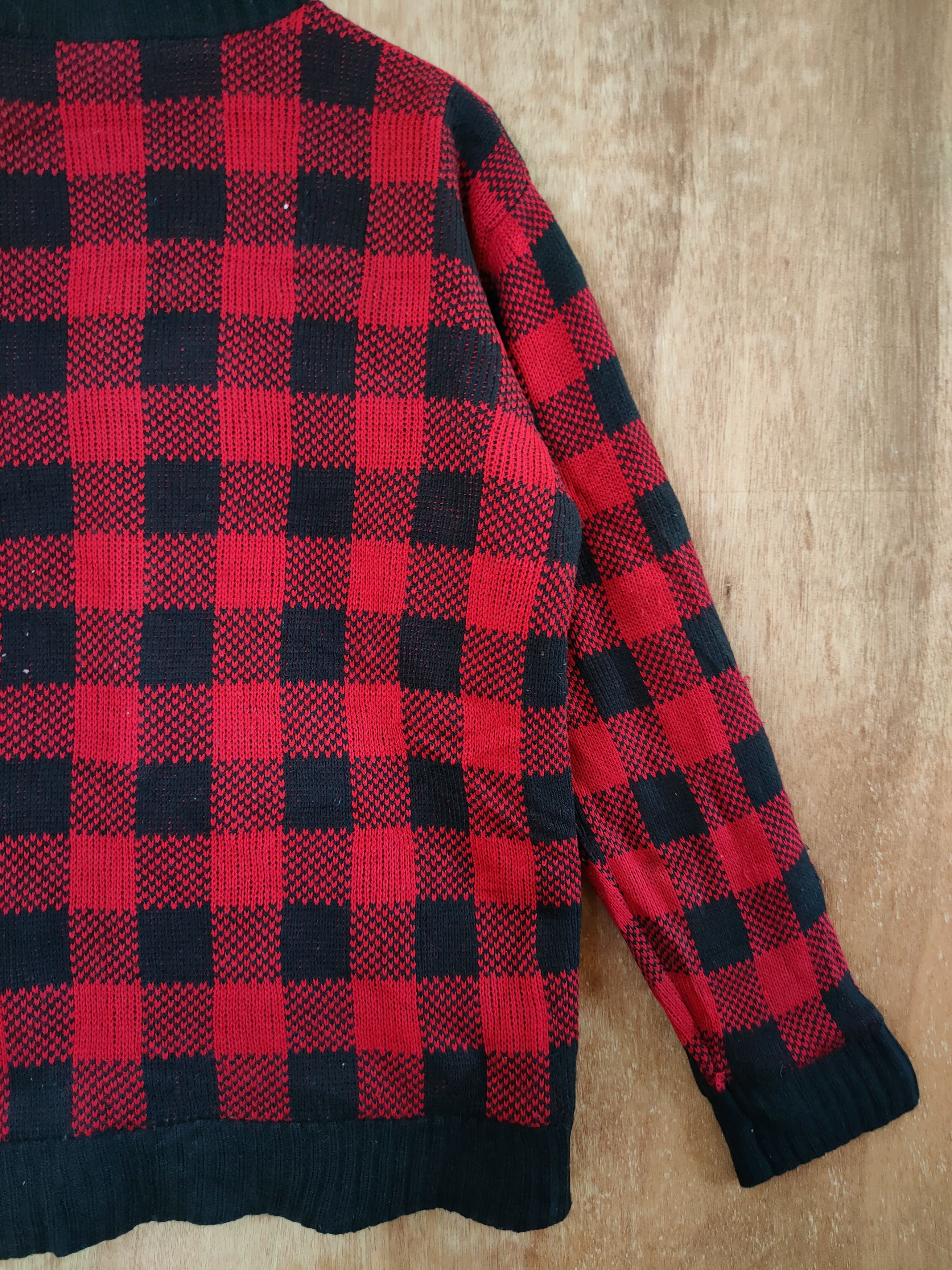 Japanese Brand DL Generate checkered sweater knitwear jacket japan #46-476 Size US L / EU 52-54 / 3 - 10 Thumbnail