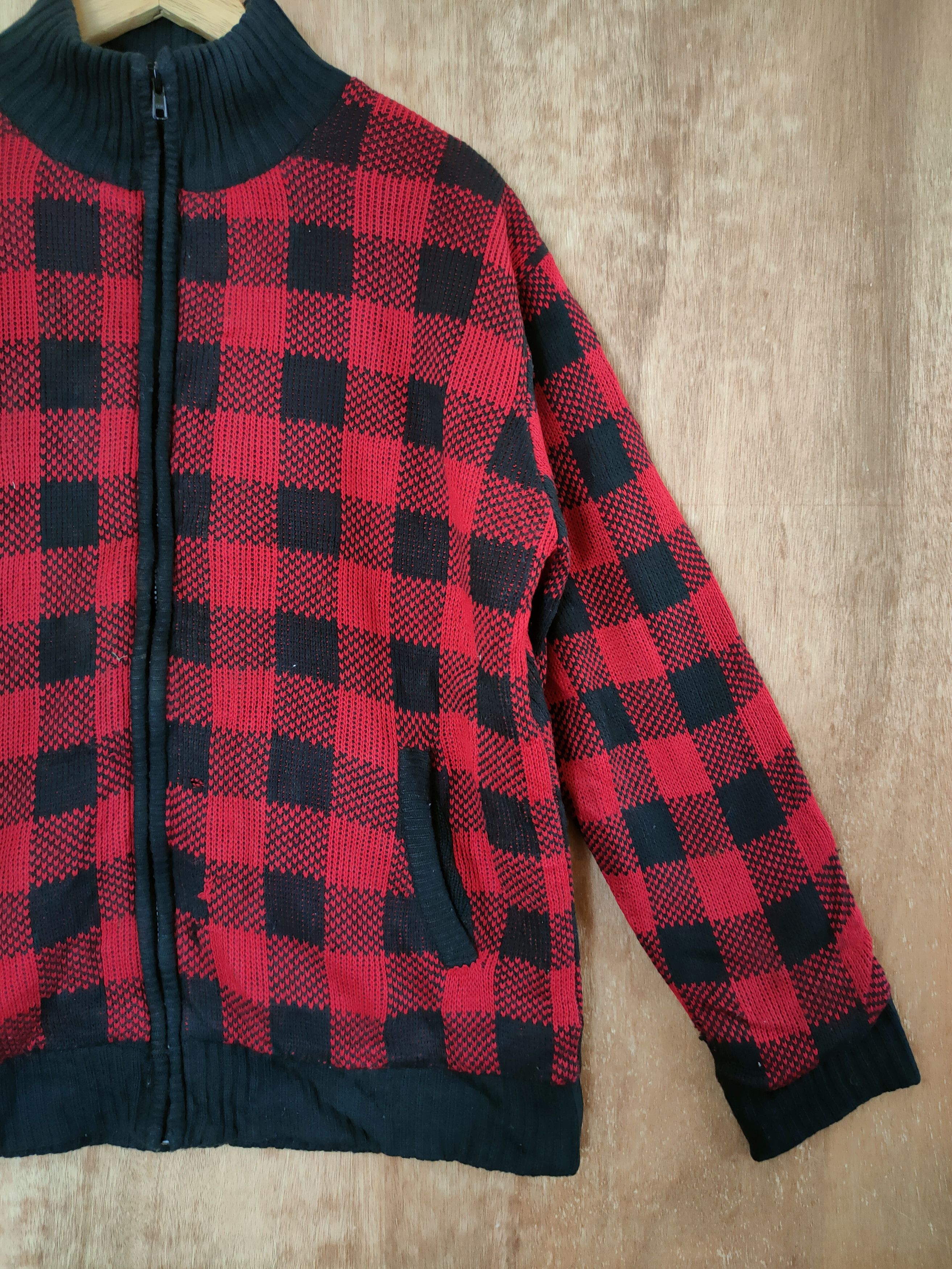 Japanese Brand DL Generate checkered sweater knitwear jacket japan #46-476 Size US L / EU 52-54 / 3 - 3 Thumbnail