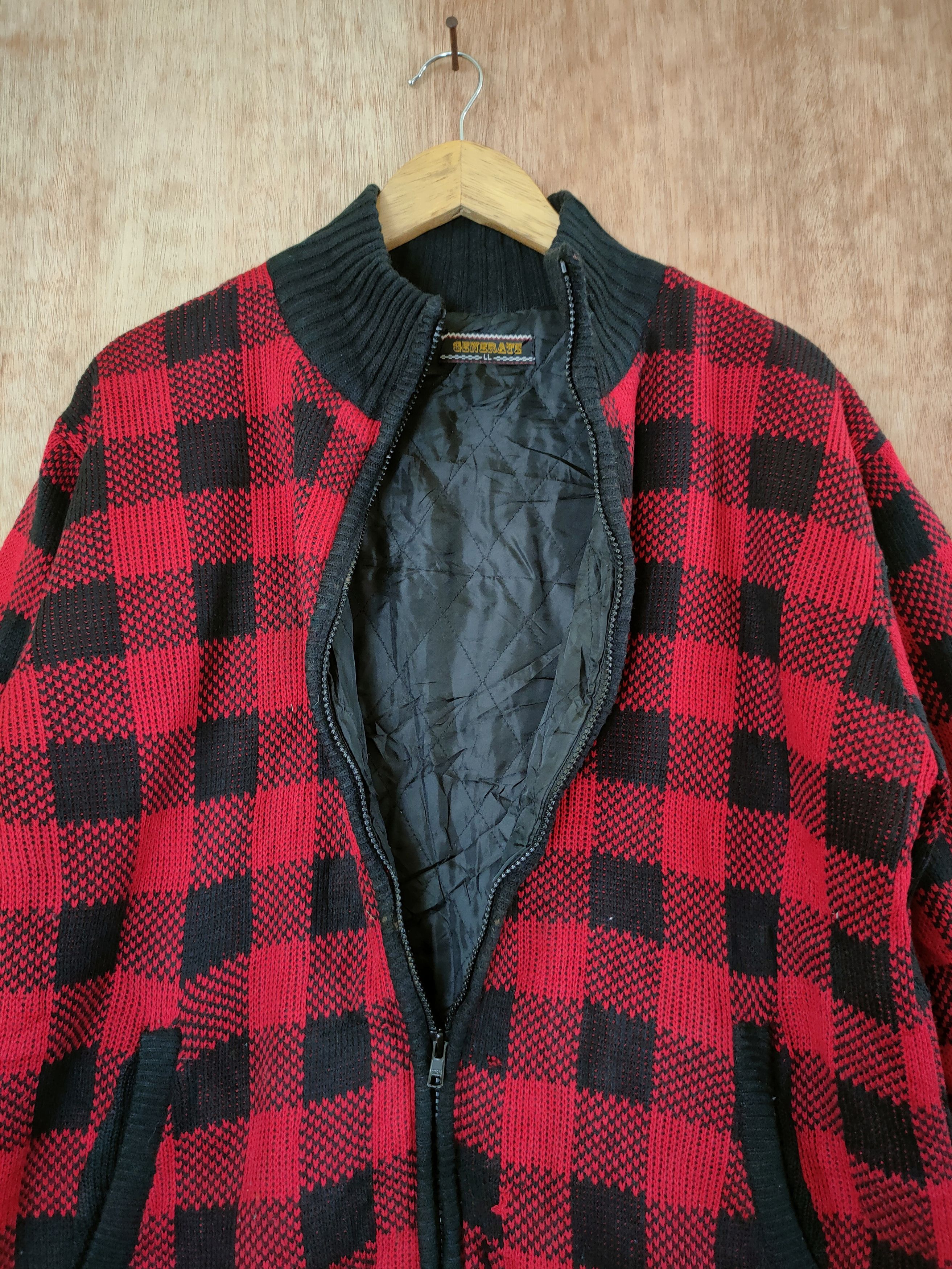Japanese Brand DL Generate checkered sweater knitwear jacket japan #46-476 Size US L / EU 52-54 / 3 - 6 Thumbnail