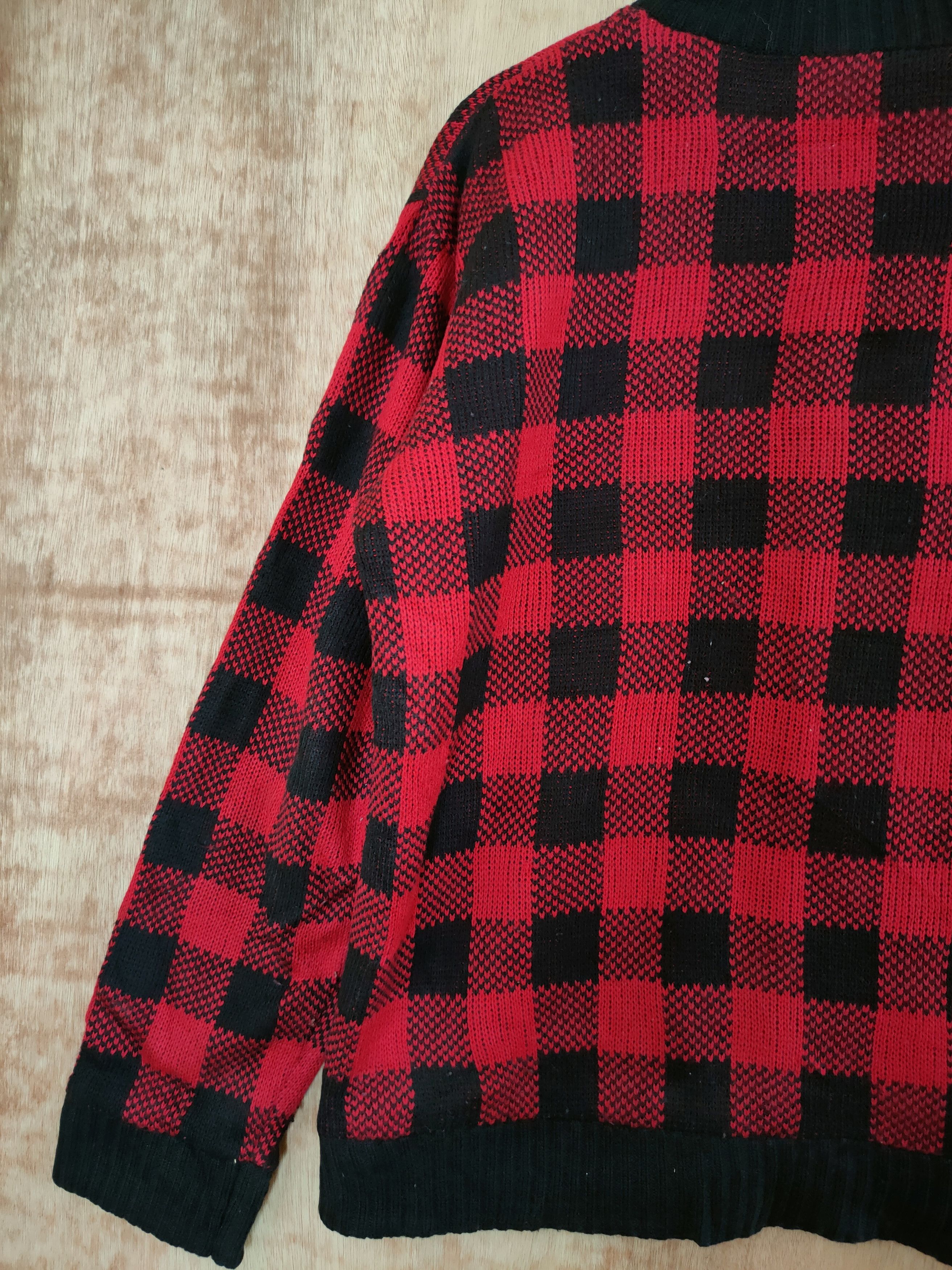 Japanese Brand DL Generate checkered sweater knitwear jacket japan #46-476 Size US L / EU 52-54 / 3 - 9 Thumbnail