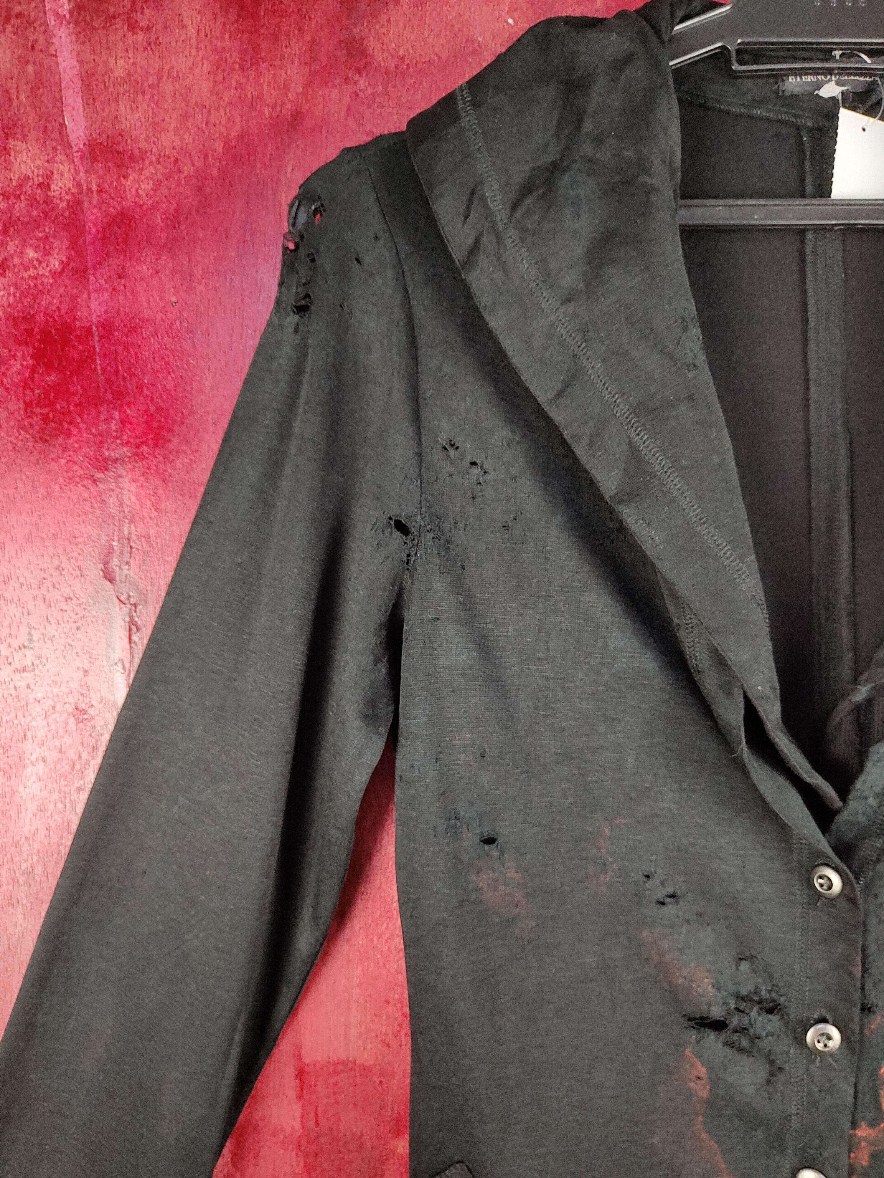 Japanese Brand DL Eterno Bellezza Cardigan ripped distressed punk #S344 Size S / US 4 / IT 40 - 4 Thumbnail