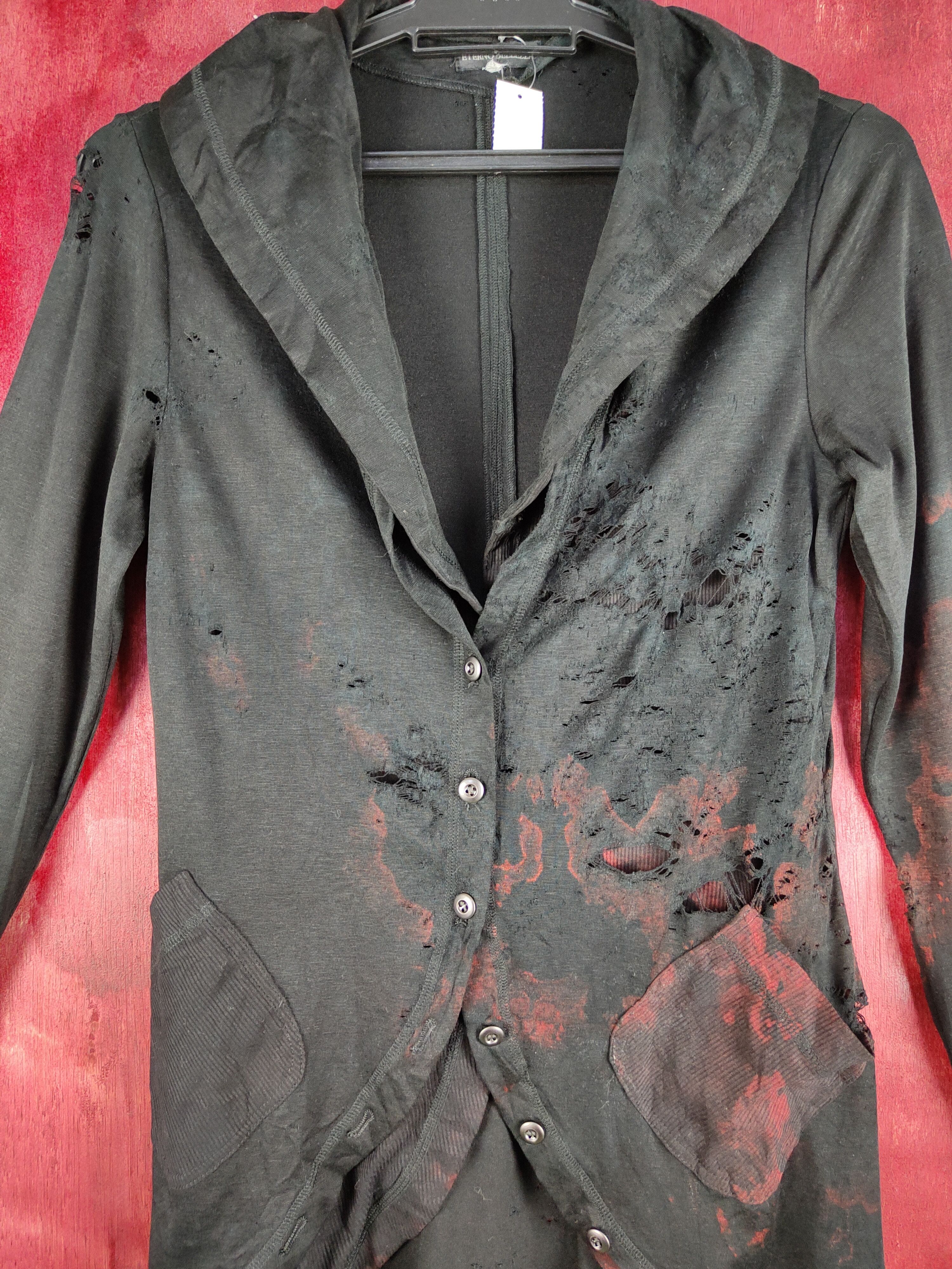 Japanese Brand DL Eterno Bellezza Cardigan ripped distressed punk #S344 Size S / US 4 / IT 40 - 2 Thumbnail