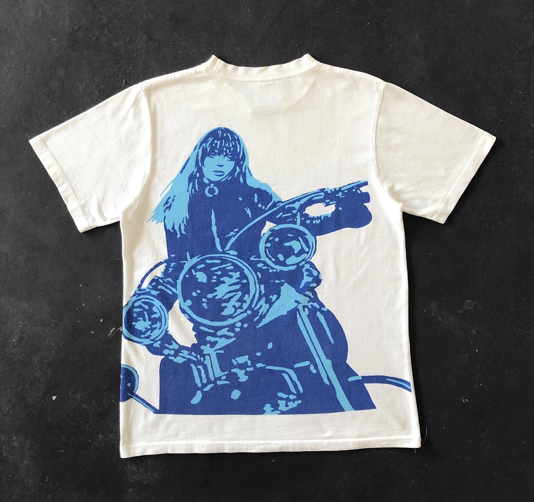image of Hysteric Glamour Hg Overprint Spellout Tee in White, Men's (Size Medium)
