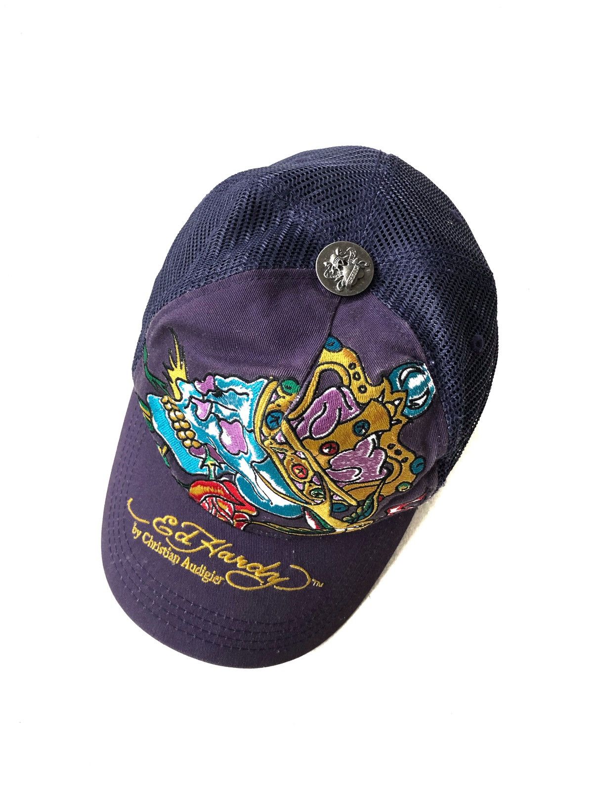 Christian Audigier HEAT🔥Ed Hardy Audigier 💀 Crown Mesh Snapback Cap Size ONE SIZE - 4 Thumbnail