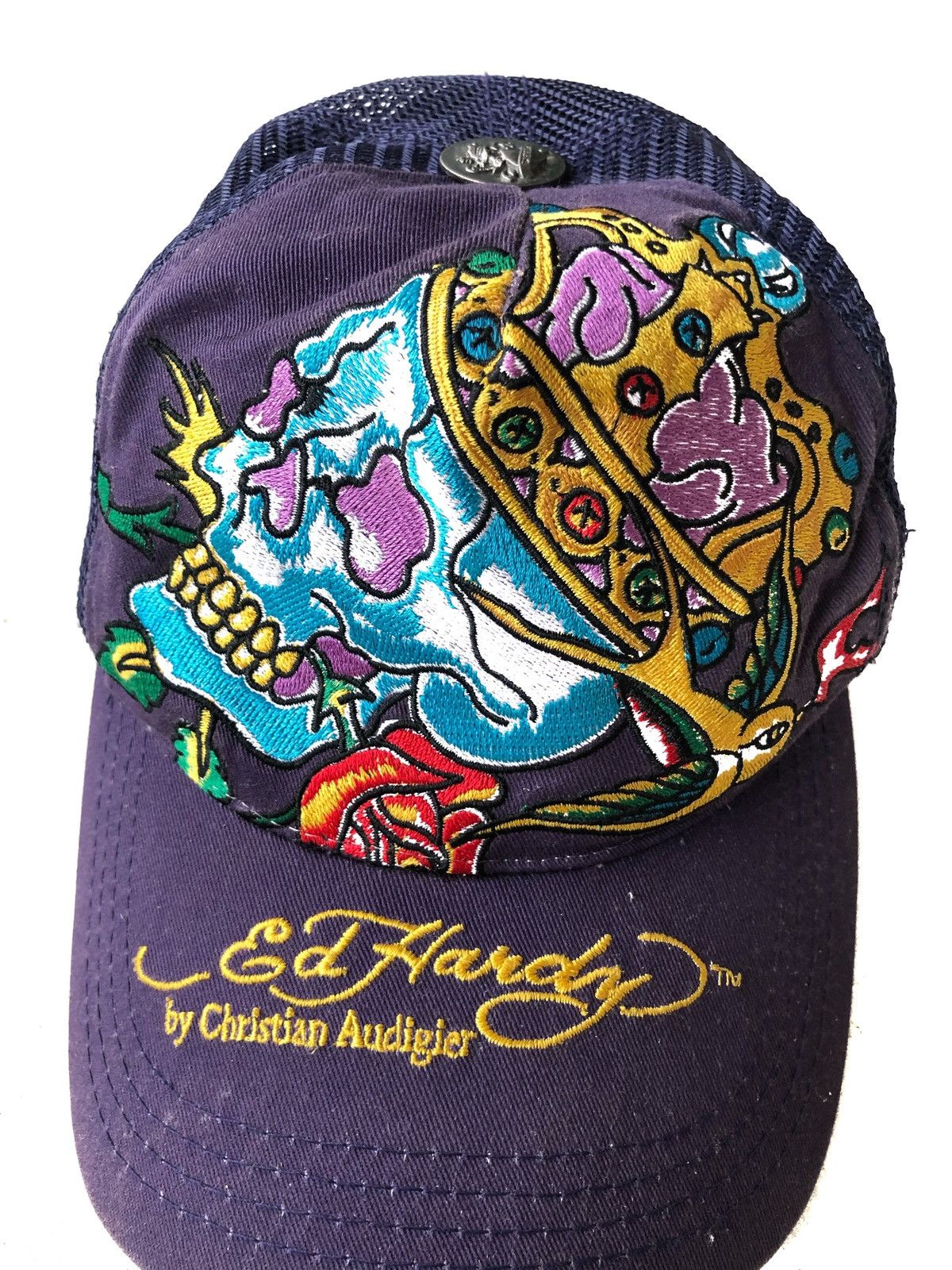 Christian Audigier HEAT🔥Ed Hardy Audigier 💀 Crown Mesh Snapback Cap Size ONE SIZE - 2 Thumbnail