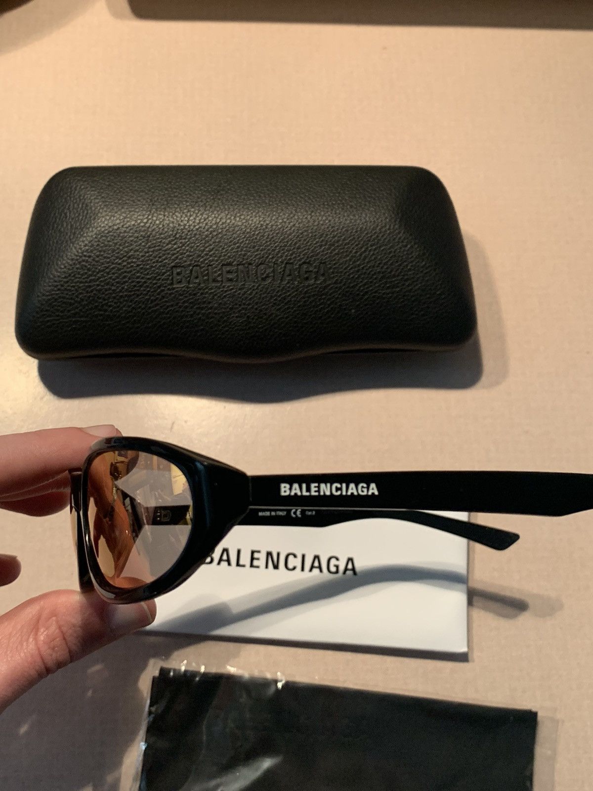 Balenciaga × Designer *RARE* New Balenciaga Multicolor Reflective Black Sunglasses Size ONE SIZE - 2 Thumbnail