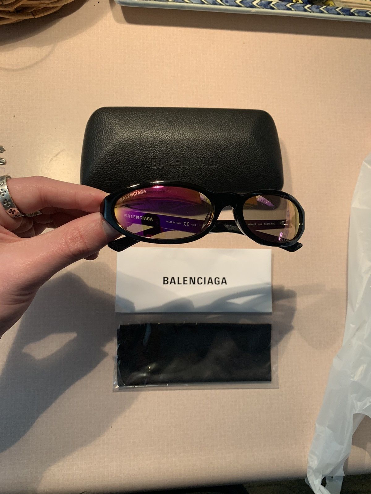 Balenciaga × Designer *RARE* New Balenciaga Multicolor Reflective Black Sunglasses Size ONE SIZE - 1 Thumbnail