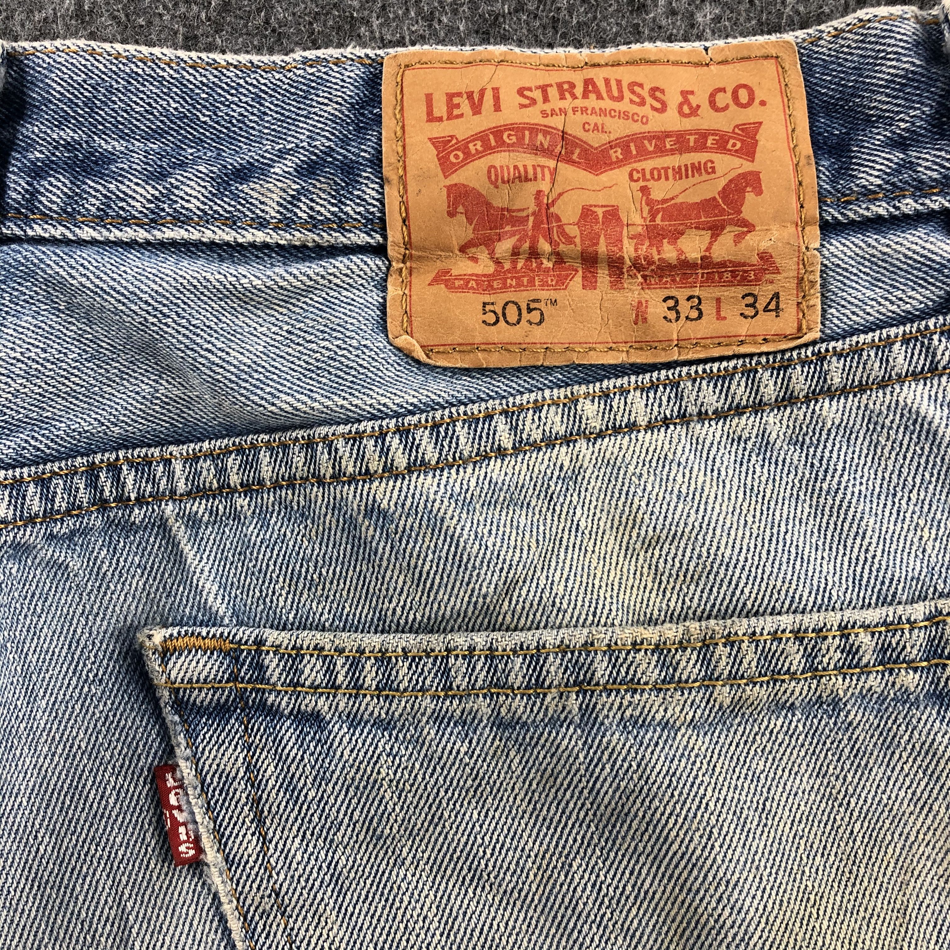 Levi's Levis 505 Vintage Jeans Light Wash Distressed Denim-J957 Size US 34 / EU 50 - 6 Thumbnail