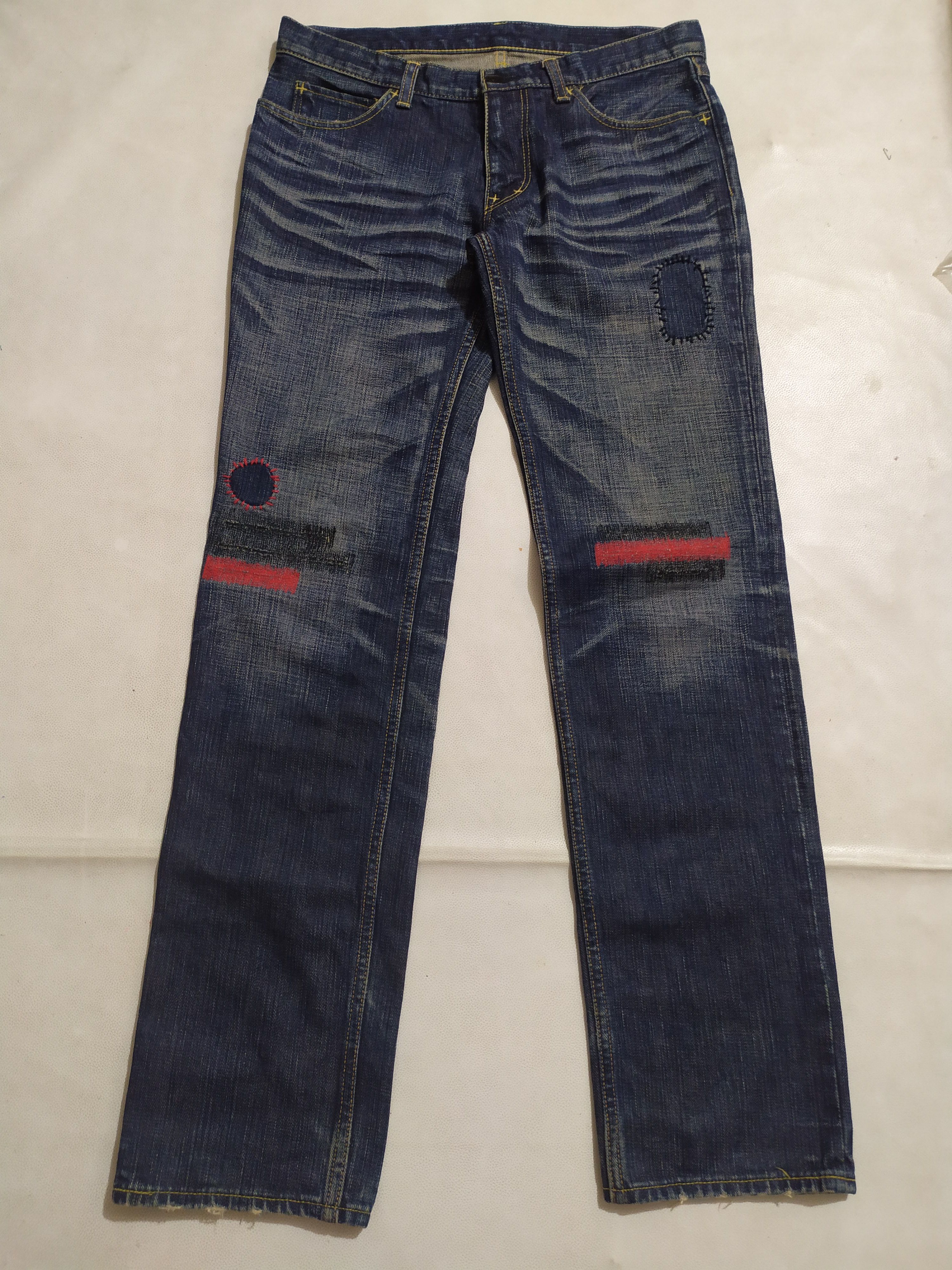 image of Archival Clothing x Number N Ine Night Crawler Ss05 Denim Scab Patchwork Low Rise Pants in Blue Den